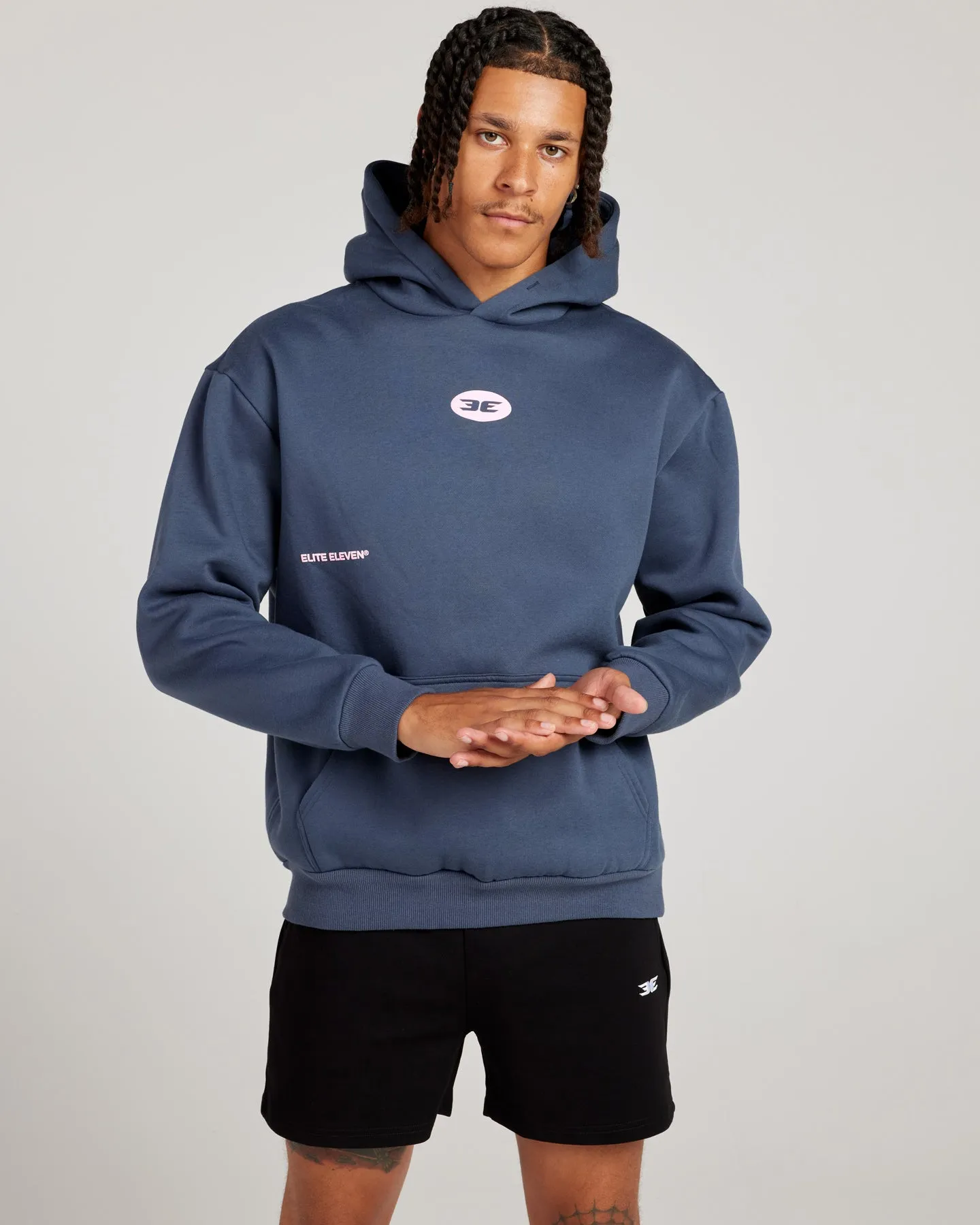Retro Puff Print Hoodie - Navy