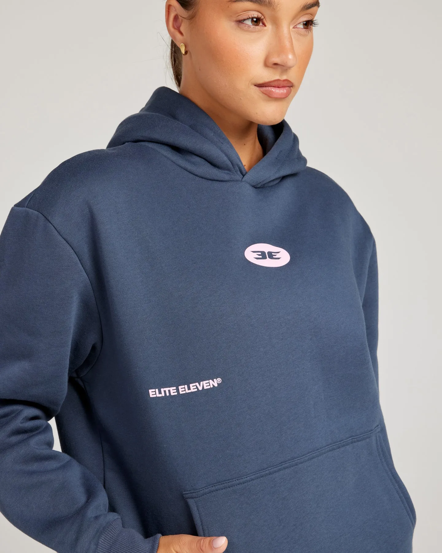 Retro Puff Print Hoodie - Navy