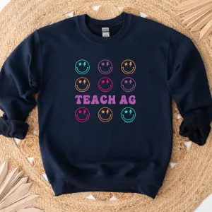Retro Smile Teach Ag Crewneck (S-3XL) - Multiple Colors!