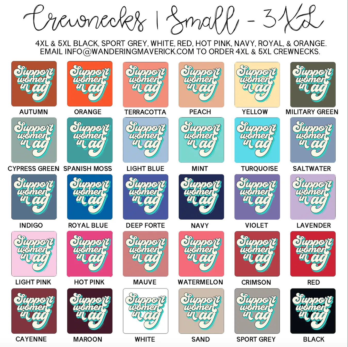 Retro Support Women In Ag Turquoise Crewneck (S-3XL) - Multiple Colors!