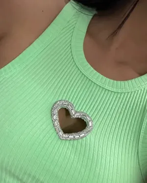 Rhinestone Heart Pattern Hollow out Sleeveless Tank Casual Slim Fit Knit Top