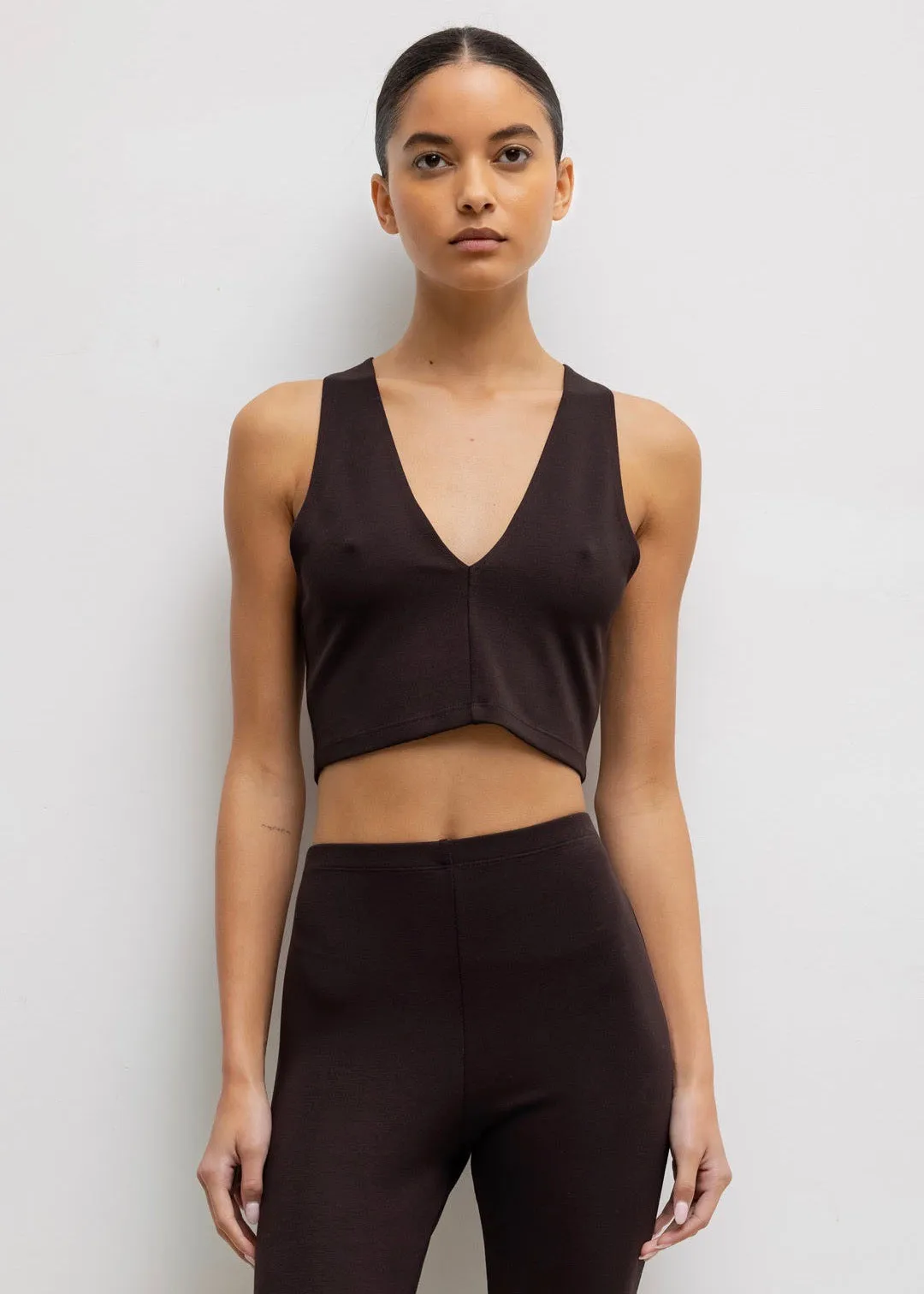 Rio V Crop Tank (Chocolate)