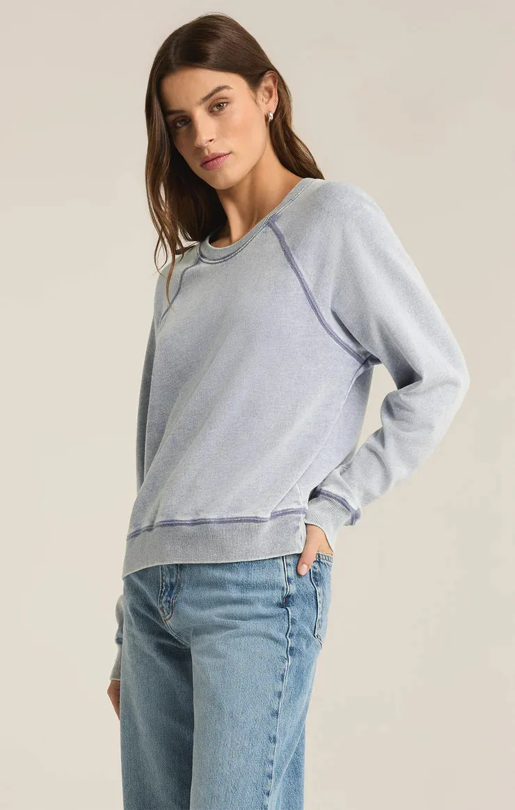 Saldana Knit Denim Top - Washed Indigo