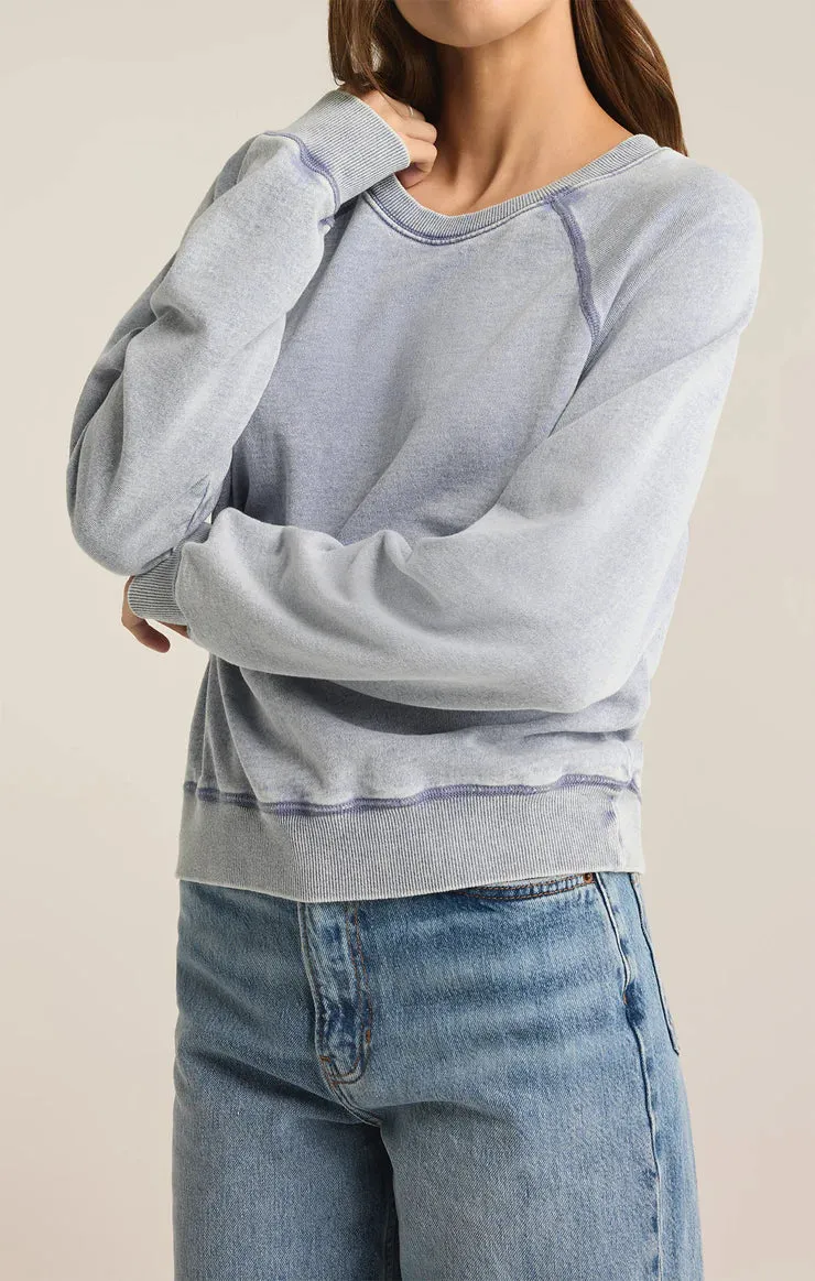 Saldana Knit Denim Top - Washed Indigo