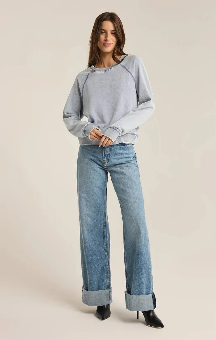 Saldana Knit Denim Top - Washed Indigo