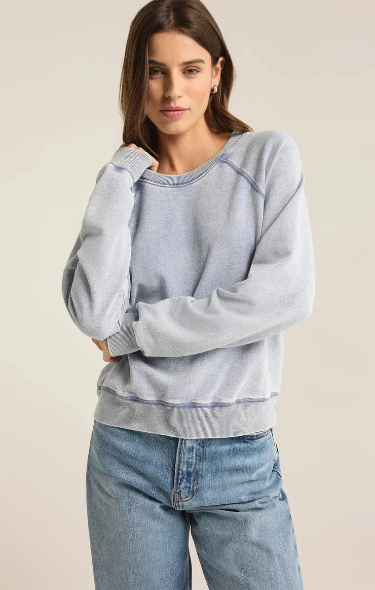 Saldana Knit Denim Top - Washed Indigo