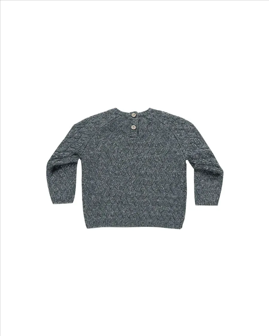 SALE - QUINCY MAE KNIT SWEATER || HEATHERED INDIGO