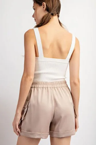 Satin Cargo Shorts