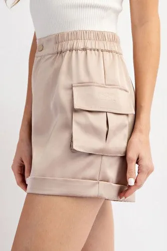 Satin Cargo Shorts