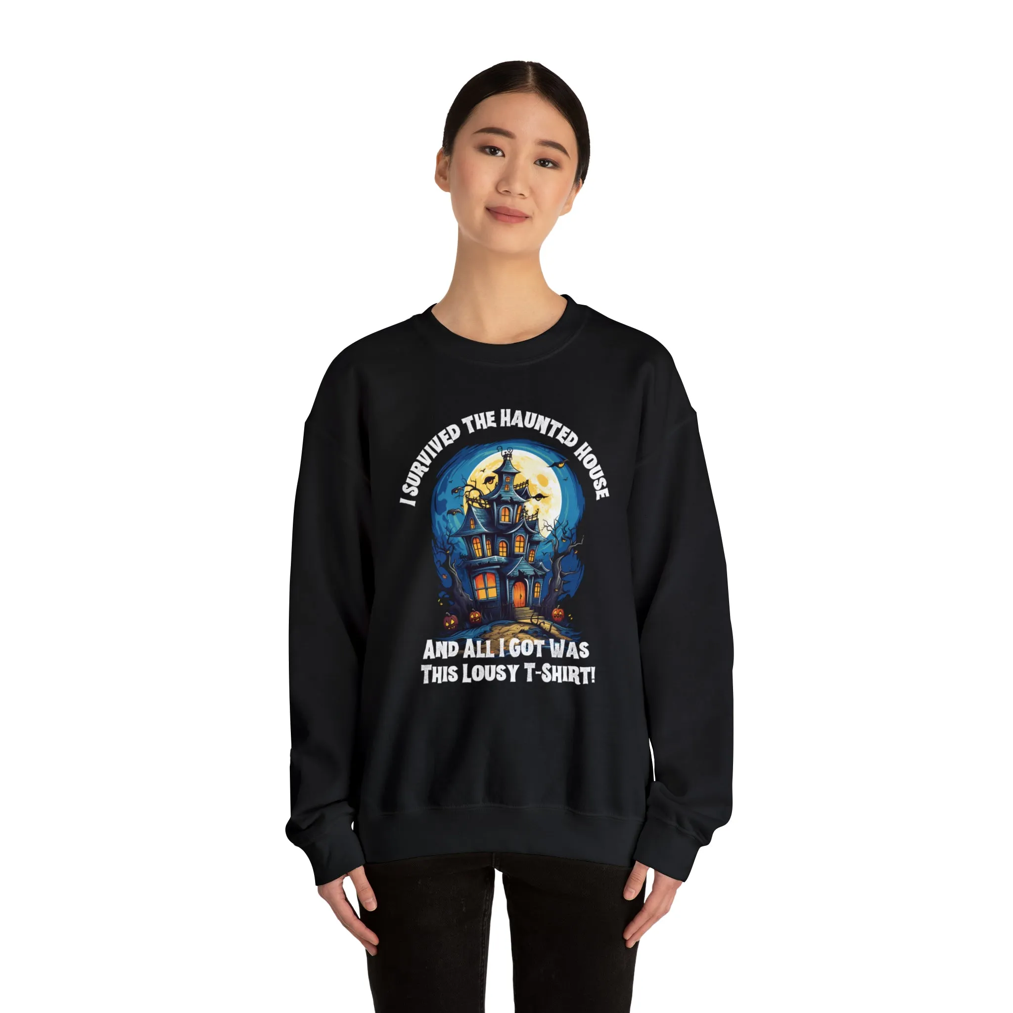 Scary Haunted House Sweatshirt, Creepy Halloween Sweatshirt, Funny Lousy Shirt Sweatshirt, Party Shirt, Unisex Heavy Blend Shirt
