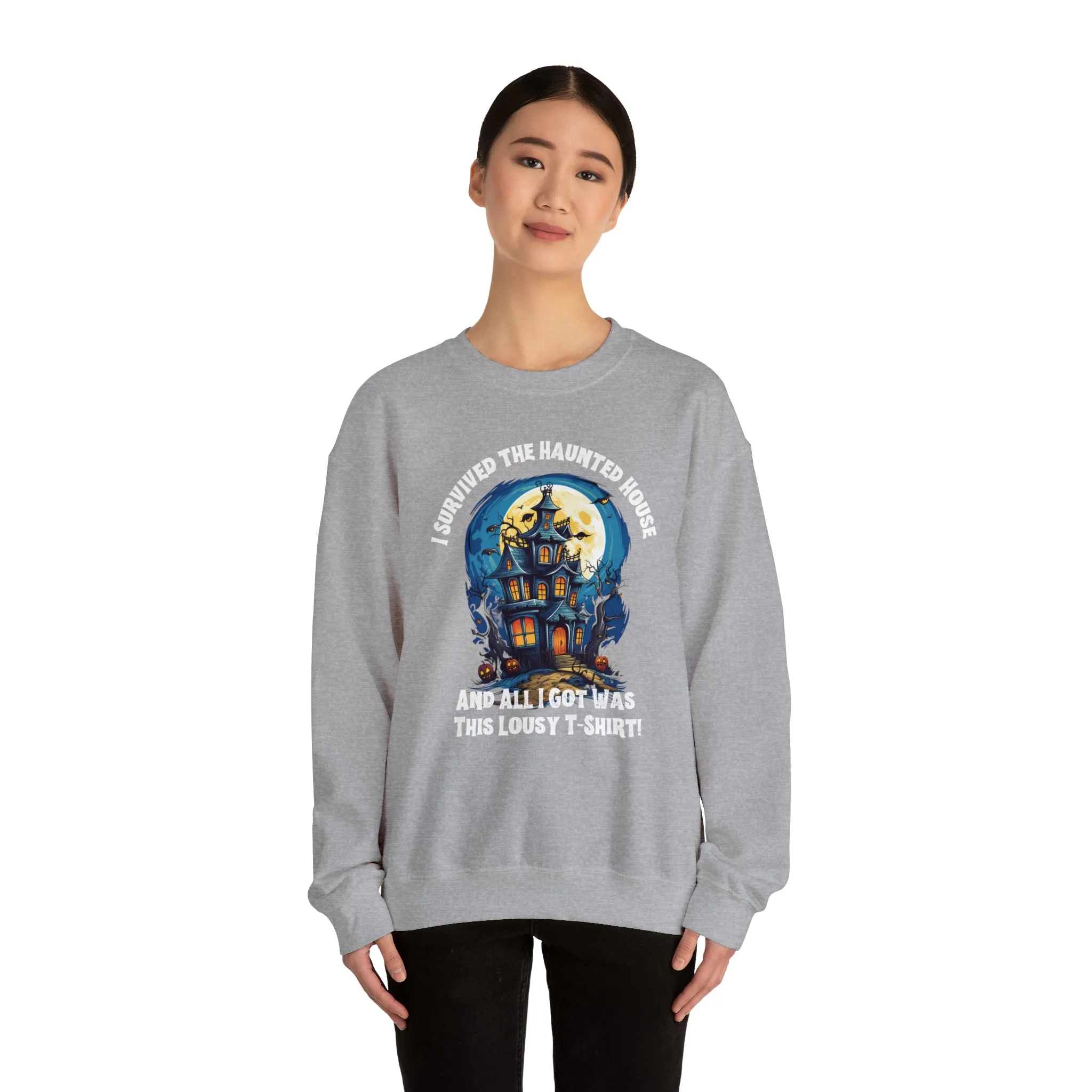 Scary Haunted House Sweatshirt, Creepy Halloween Sweatshirt, Funny Lousy Shirt Sweatshirt, Party Shirt, Unisex Heavy Blend Shirt