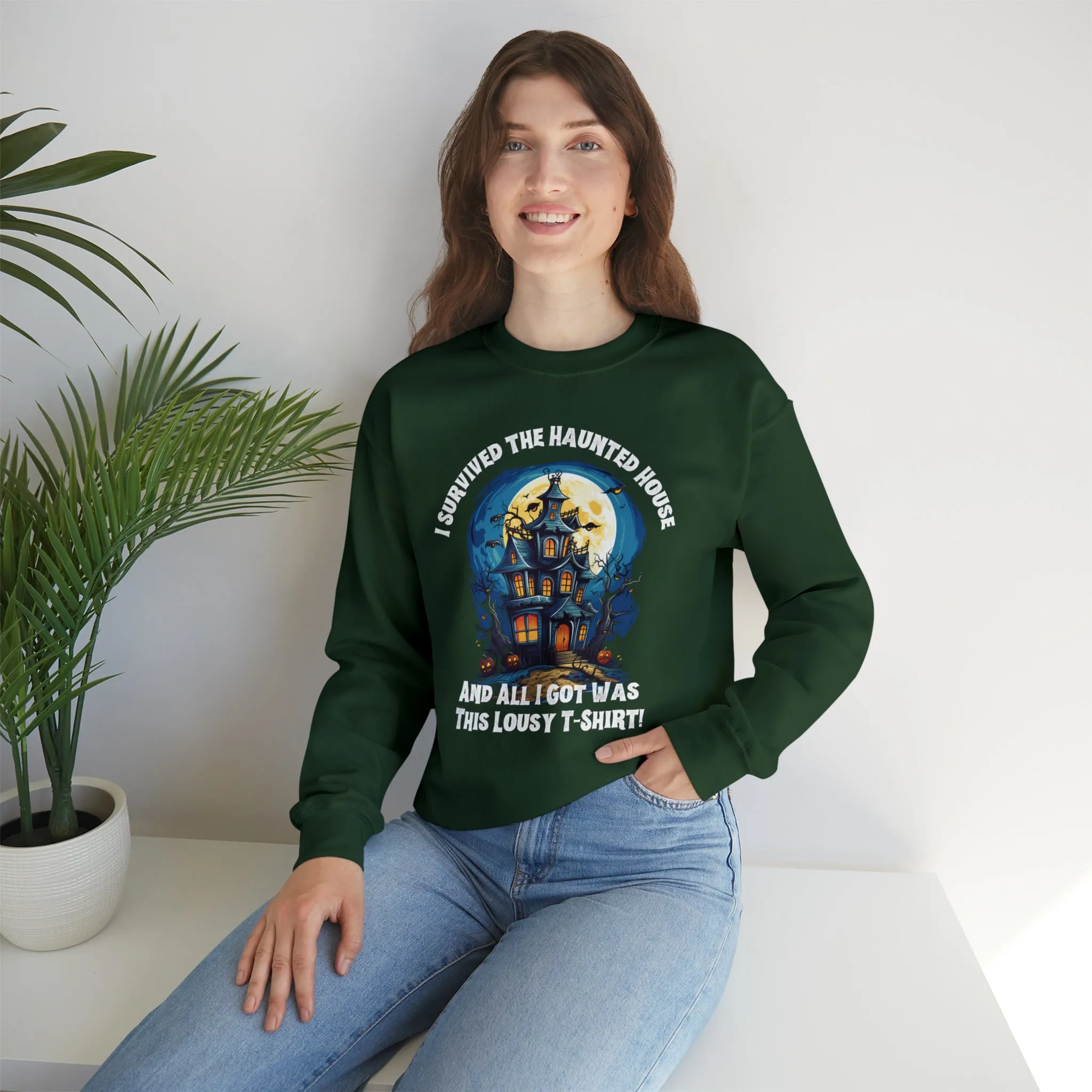 Scary Haunted House Sweatshirt, Creepy Halloween Sweatshirt, Funny Lousy Shirt Sweatshirt, Party Shirt, Unisex Heavy Blend Shirt