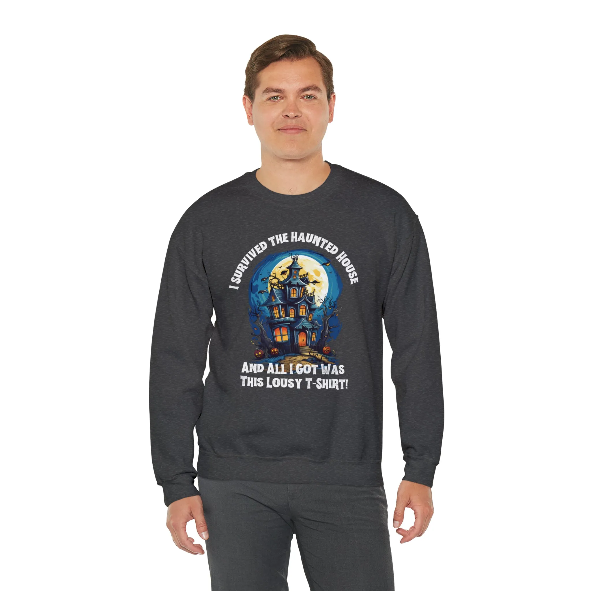Scary Haunted House Sweatshirt, Creepy Halloween Sweatshirt, Funny Lousy Shirt Sweatshirt, Party Shirt, Unisex Heavy Blend Shirt