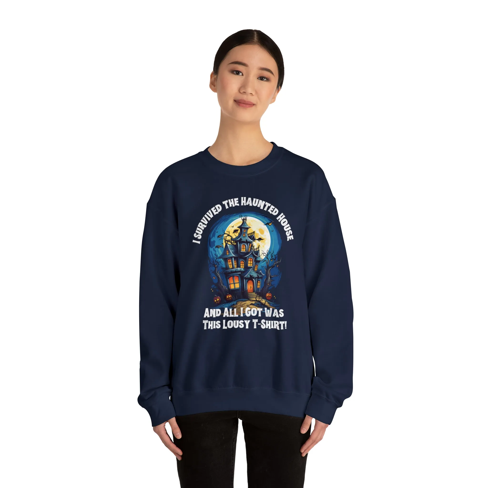 Scary Haunted House Sweatshirt, Creepy Halloween Sweatshirt, Funny Lousy Shirt Sweatshirt, Party Shirt, Unisex Heavy Blend Shirt