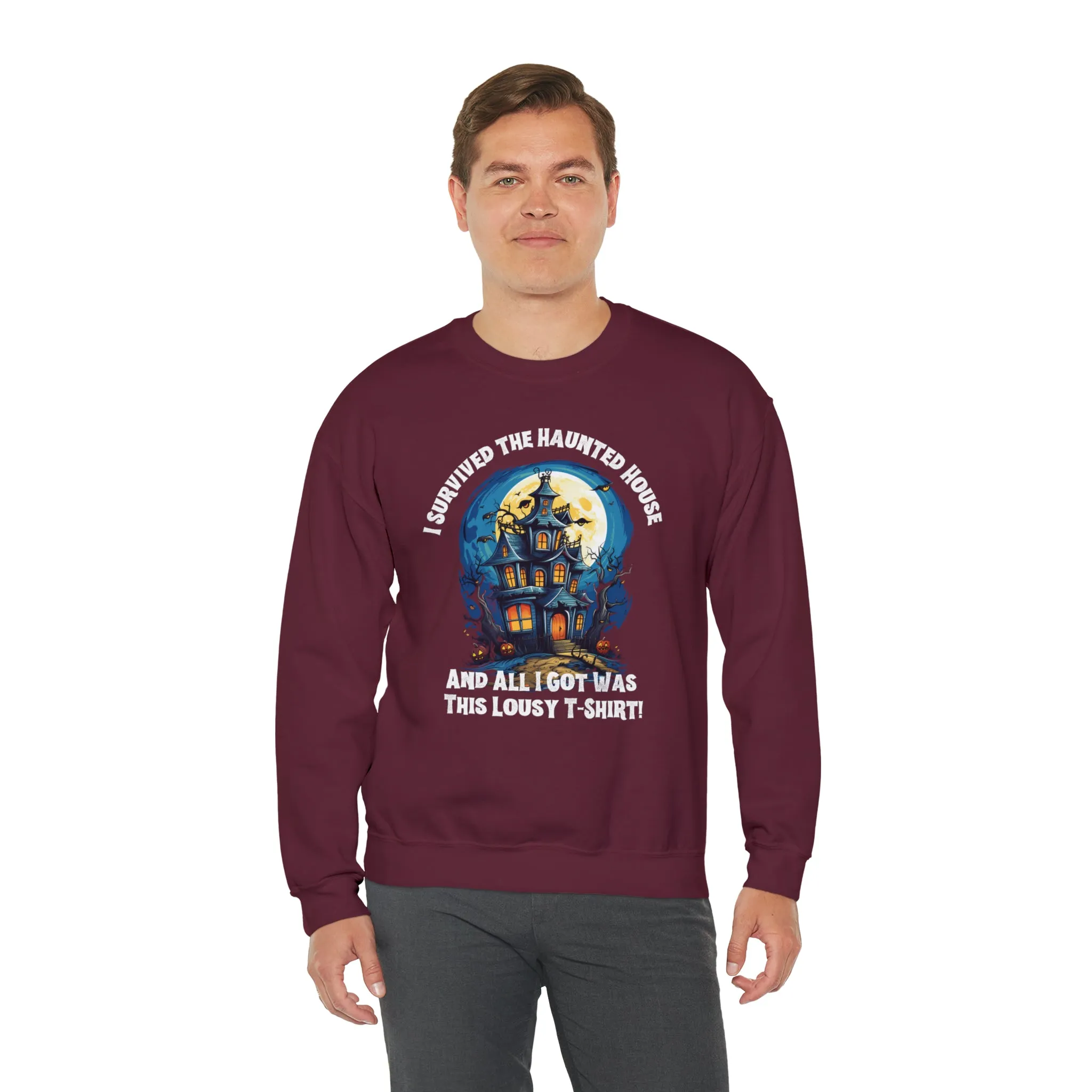 Scary Haunted House Sweatshirt, Creepy Halloween Sweatshirt, Funny Lousy Shirt Sweatshirt, Party Shirt, Unisex Heavy Blend Shirt