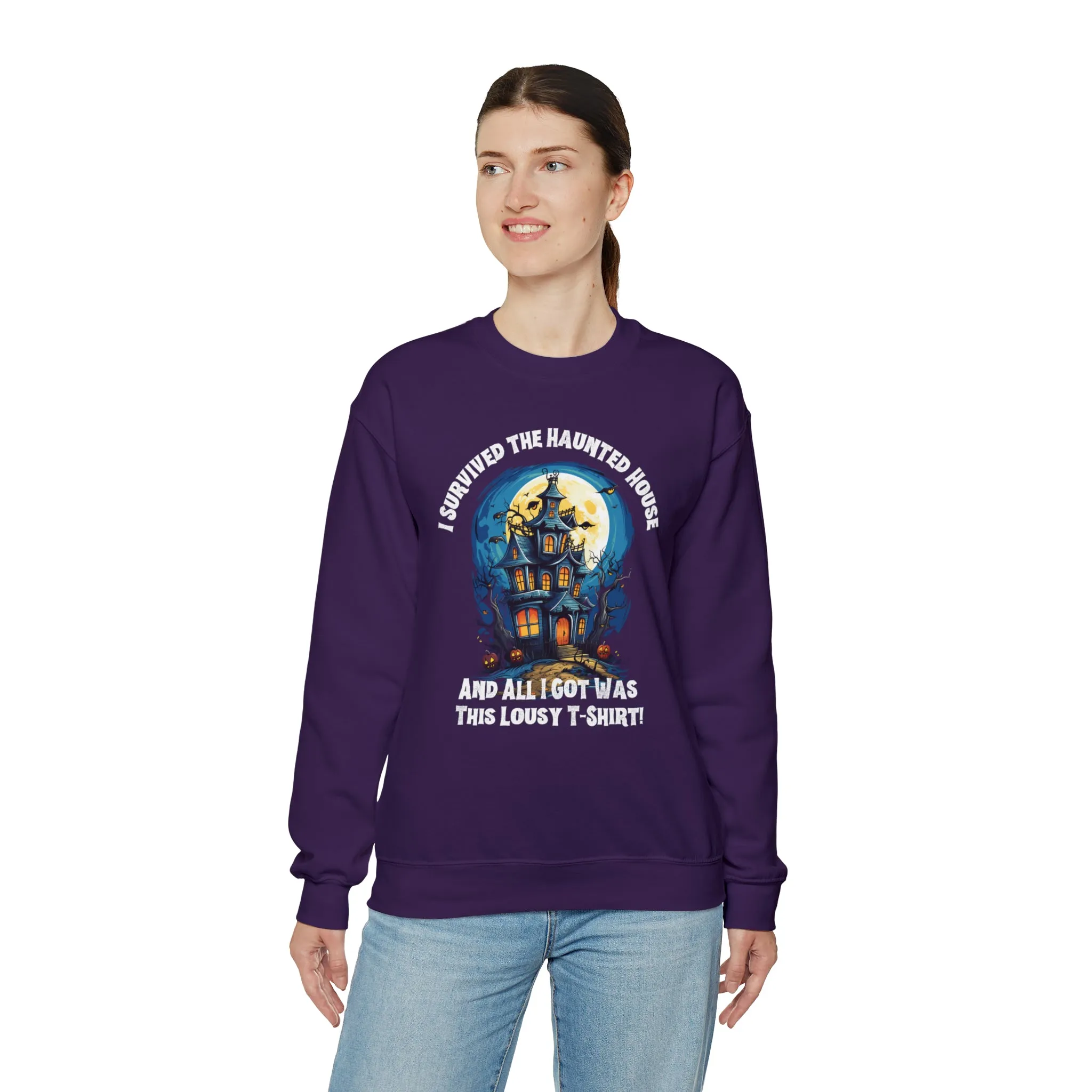 Scary Haunted House Sweatshirt, Creepy Halloween Sweatshirt, Funny Lousy Shirt Sweatshirt, Party Shirt, Unisex Heavy Blend Shirt