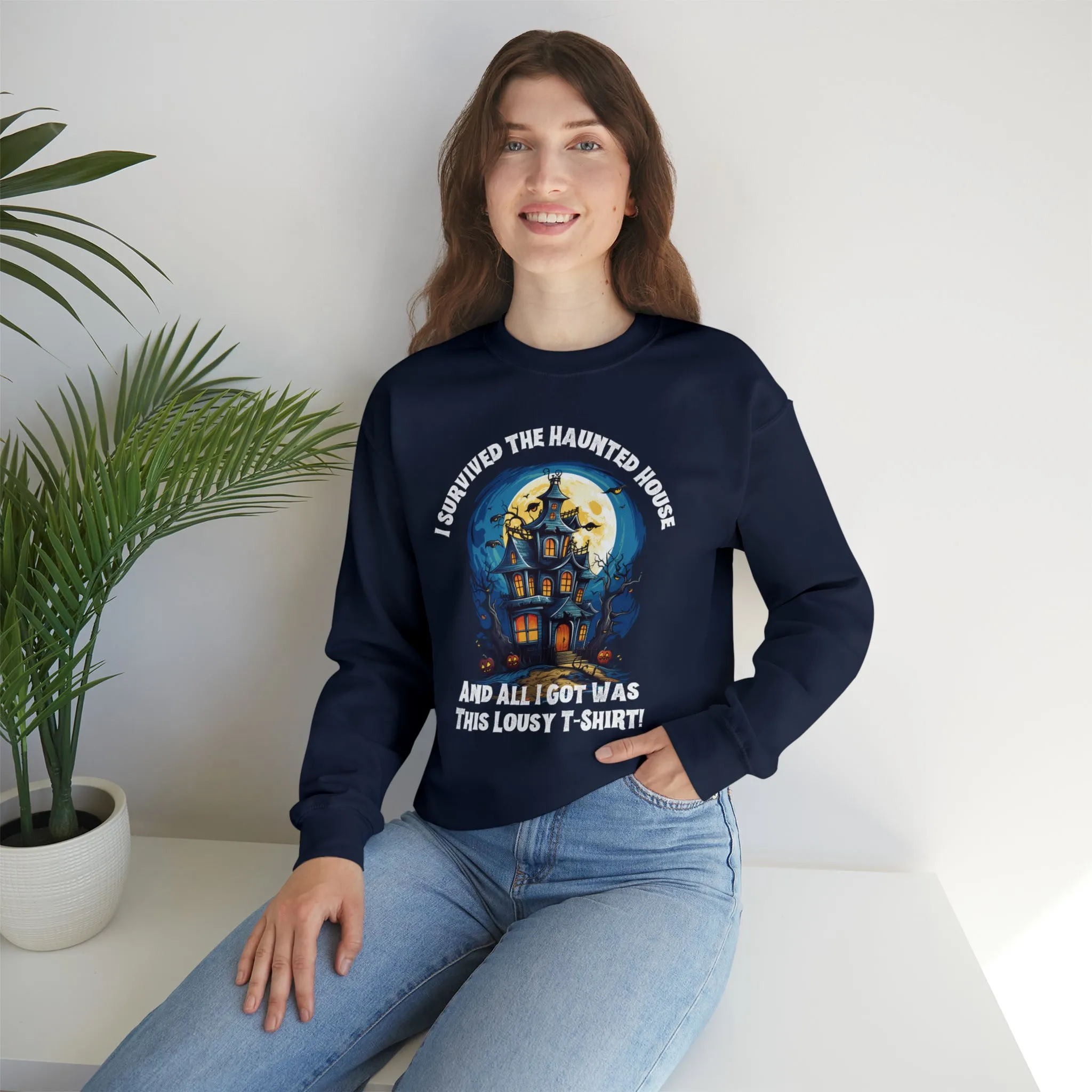 Scary Haunted House Sweatshirt, Creepy Halloween Sweatshirt, Funny Lousy Shirt Sweatshirt, Party Shirt, Unisex Heavy Blend Shirt