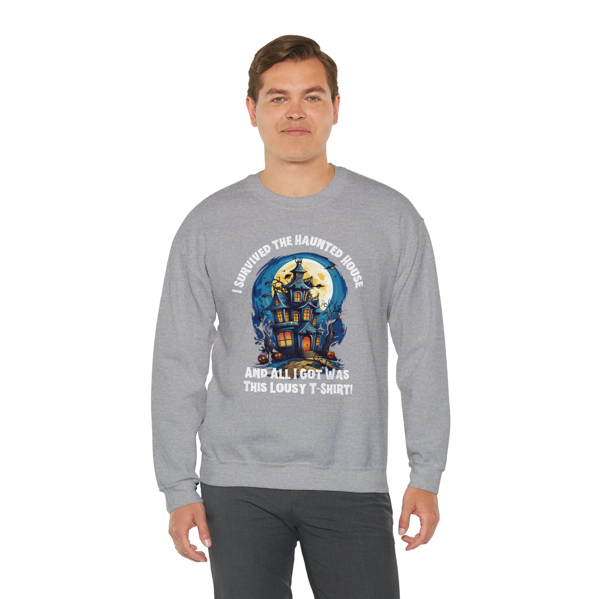 Scary Haunted House Sweatshirt, Creepy Halloween Sweatshirt, Funny Lousy Shirt Sweatshirt, Party Shirt, Unisex Heavy Blend Shirt