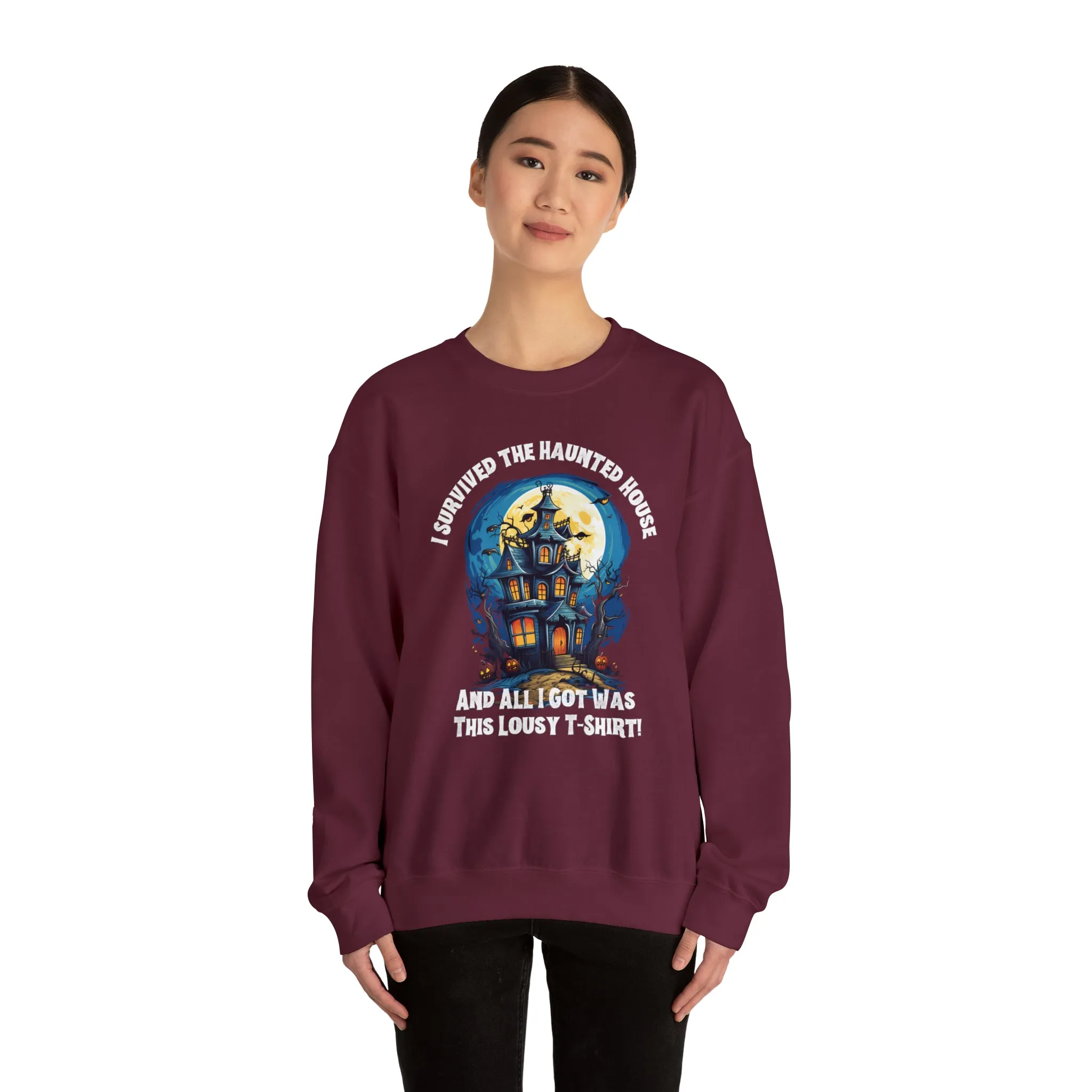 Scary Haunted House Sweatshirt, Creepy Halloween Sweatshirt, Funny Lousy Shirt Sweatshirt, Party Shirt, Unisex Heavy Blend Shirt