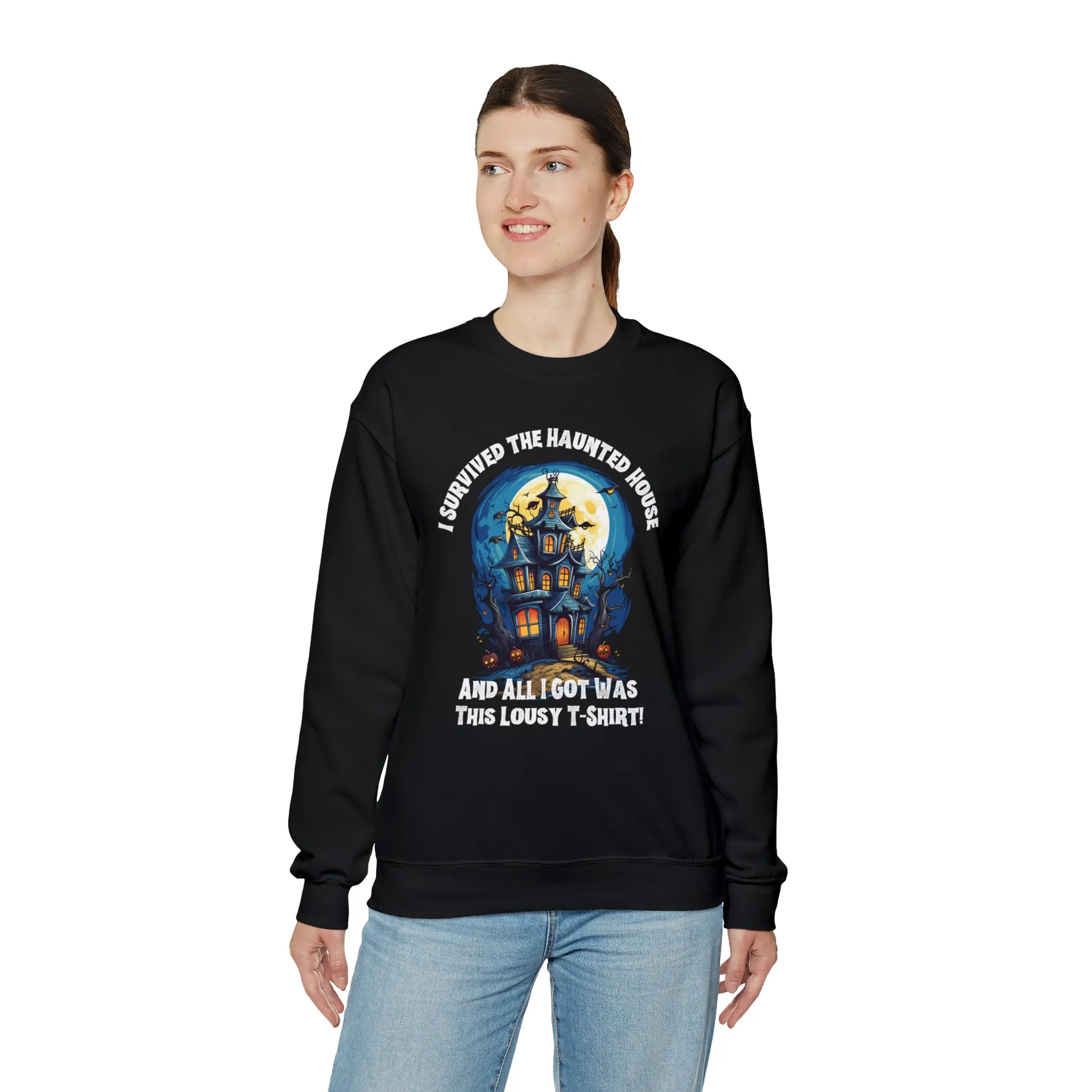 Scary Haunted House Sweatshirt, Creepy Halloween Sweatshirt, Funny Lousy Shirt Sweatshirt, Party Shirt, Unisex Heavy Blend Shirt