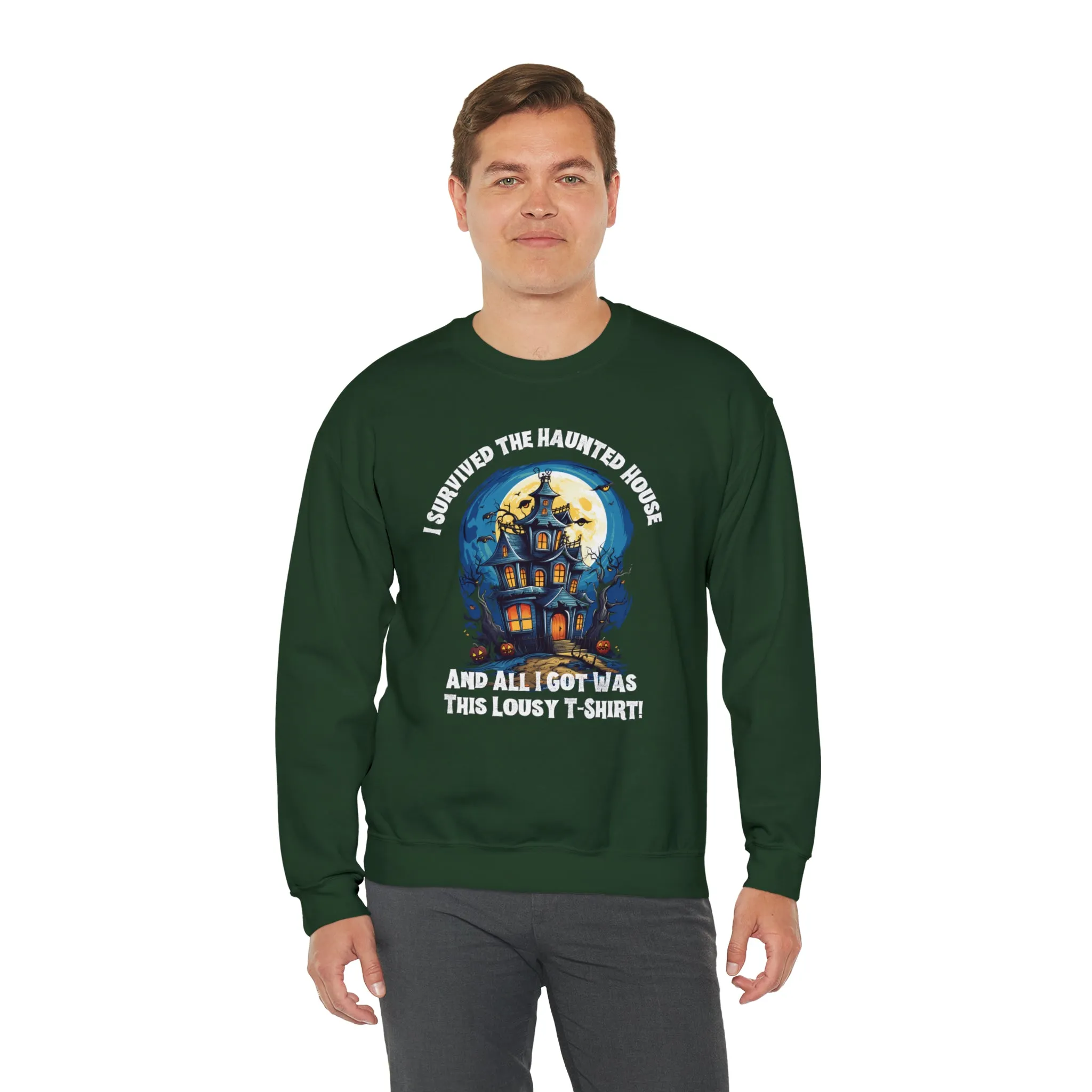 Scary Haunted House Sweatshirt, Creepy Halloween Sweatshirt, Funny Lousy Shirt Sweatshirt, Party Shirt, Unisex Heavy Blend Shirt