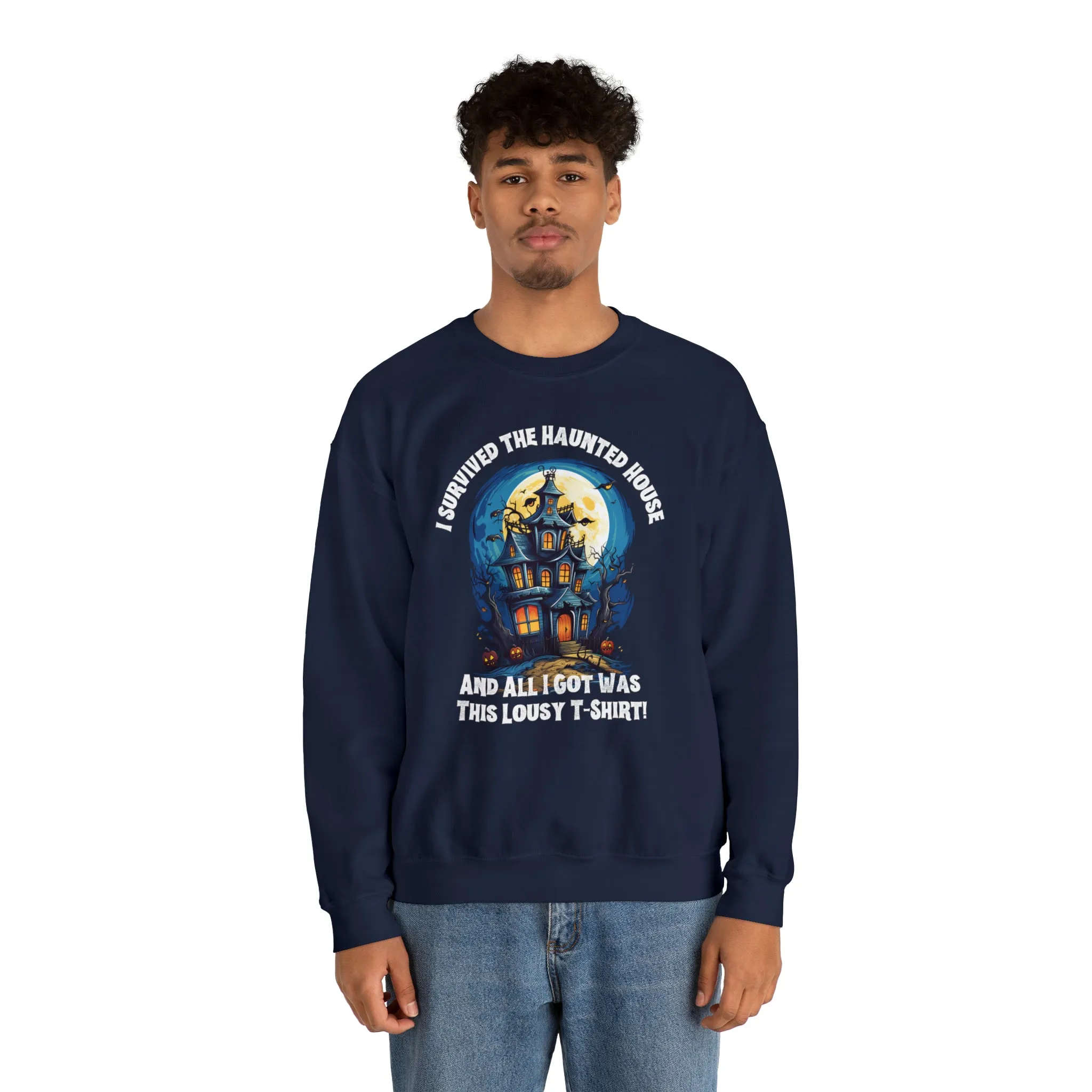 Scary Haunted House Sweatshirt, Creepy Halloween Sweatshirt, Funny Lousy Shirt Sweatshirt, Party Shirt, Unisex Heavy Blend Shirt