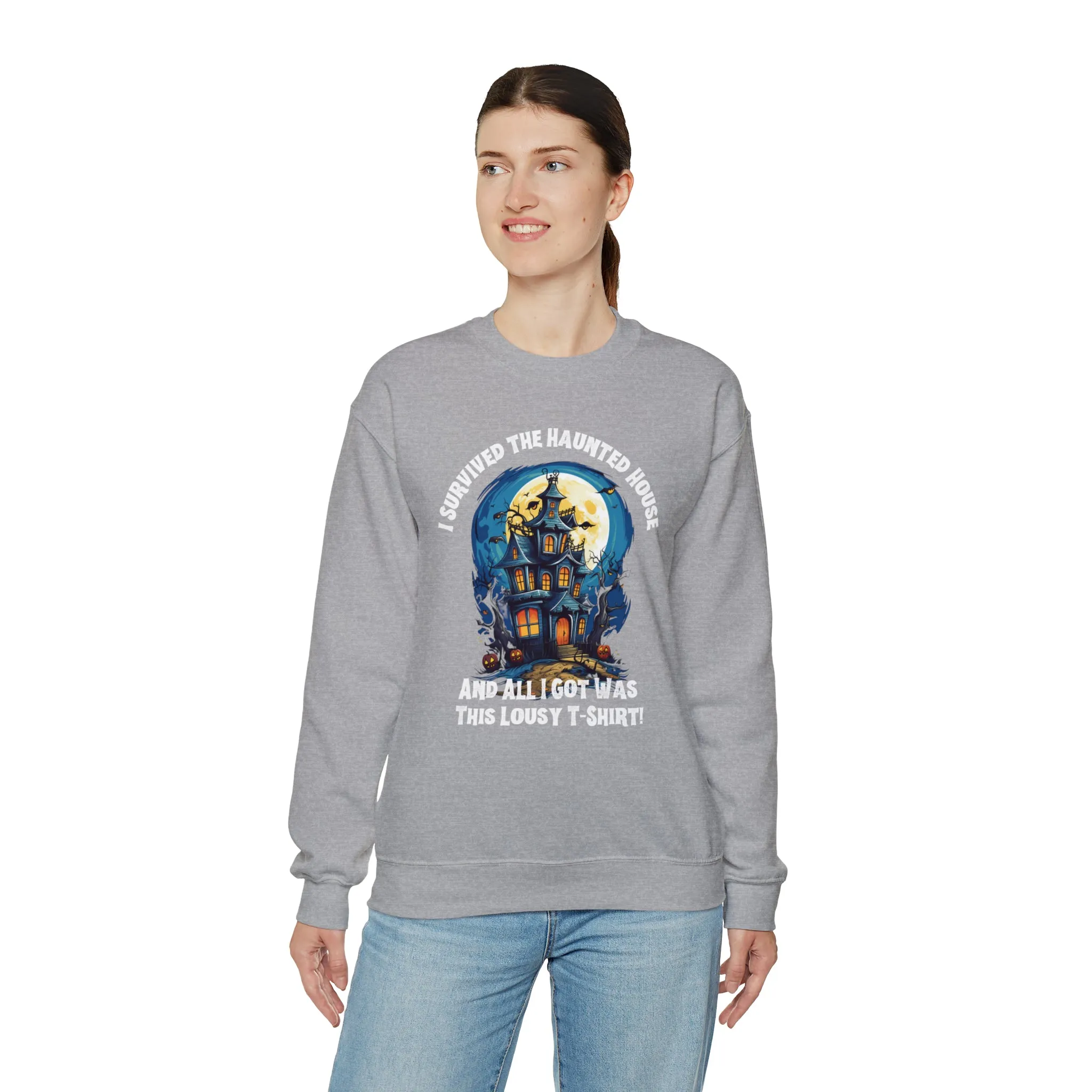 Scary Haunted House Sweatshirt, Creepy Halloween Sweatshirt, Funny Lousy Shirt Sweatshirt, Party Shirt, Unisex Heavy Blend Shirt