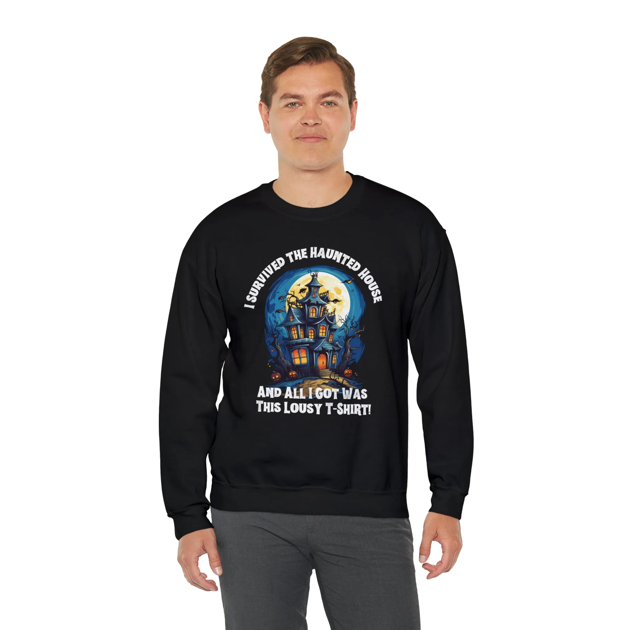Scary Haunted House Sweatshirt, Creepy Halloween Sweatshirt, Funny Lousy Shirt Sweatshirt, Party Shirt, Unisex Heavy Blend Shirt