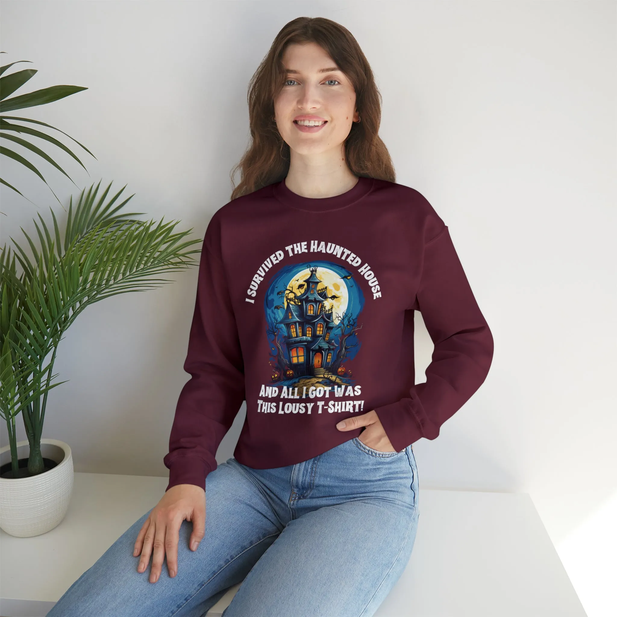 Scary Haunted House Sweatshirt, Creepy Halloween Sweatshirt, Funny Lousy Shirt Sweatshirt, Party Shirt, Unisex Heavy Blend Shirt