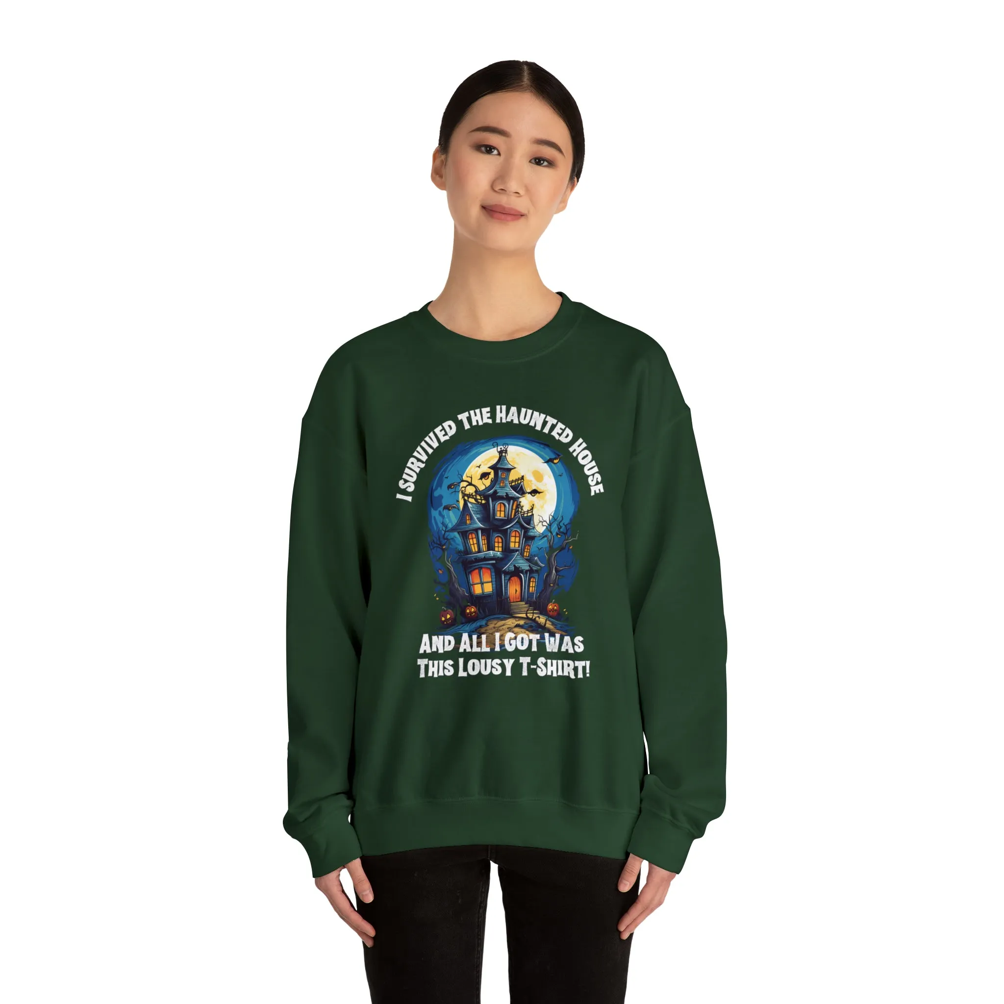 Scary Haunted House Sweatshirt, Creepy Halloween Sweatshirt, Funny Lousy Shirt Sweatshirt, Party Shirt, Unisex Heavy Blend Shirt