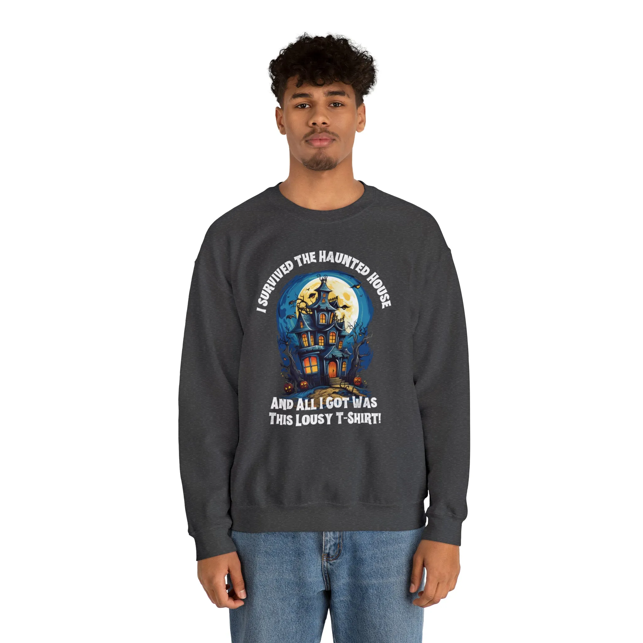 Scary Haunted House Sweatshirt, Creepy Halloween Sweatshirt, Funny Lousy Shirt Sweatshirt, Party Shirt, Unisex Heavy Blend Shirt