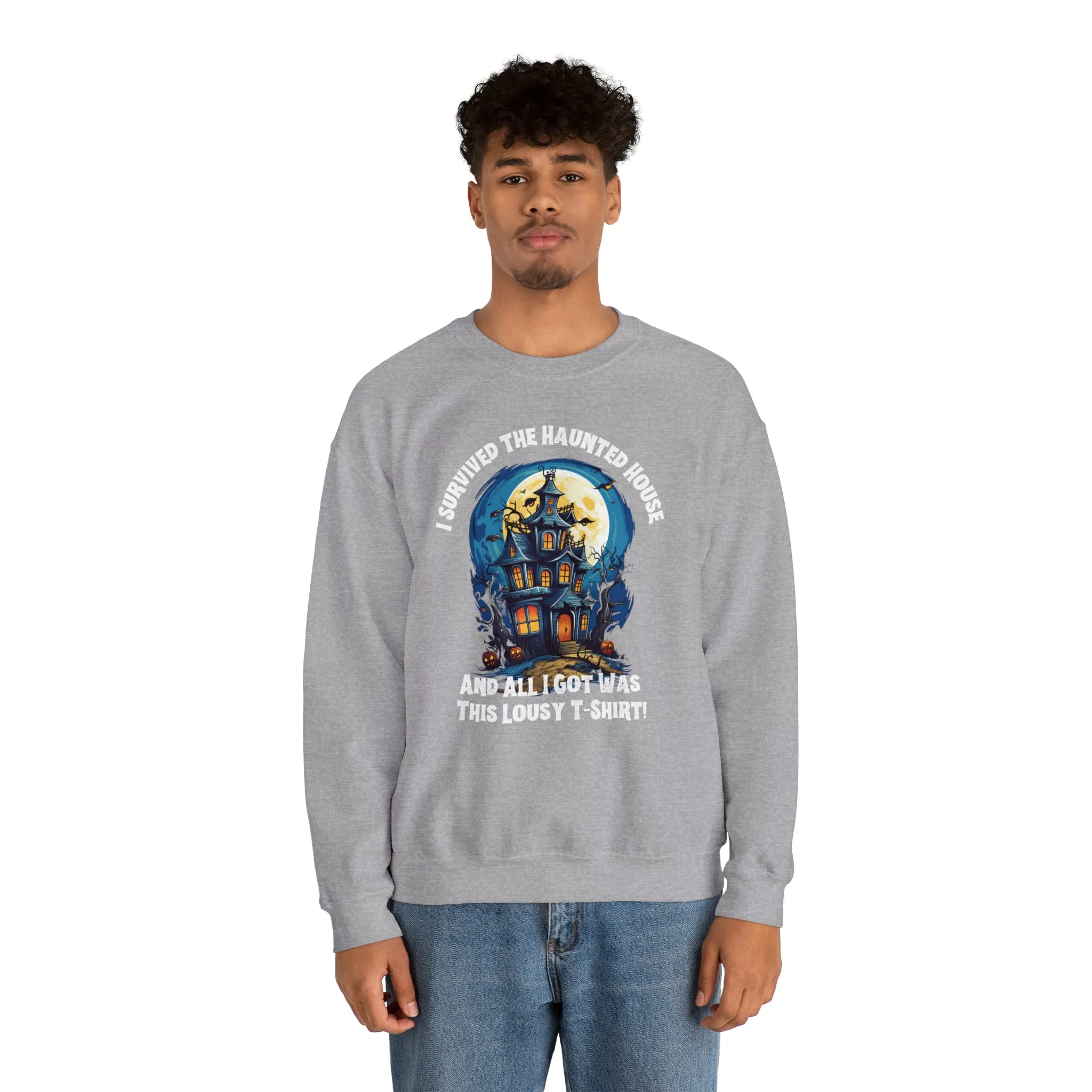 Scary Haunted House Sweatshirt, Creepy Halloween Sweatshirt, Funny Lousy Shirt Sweatshirt, Party Shirt, Unisex Heavy Blend Shirt