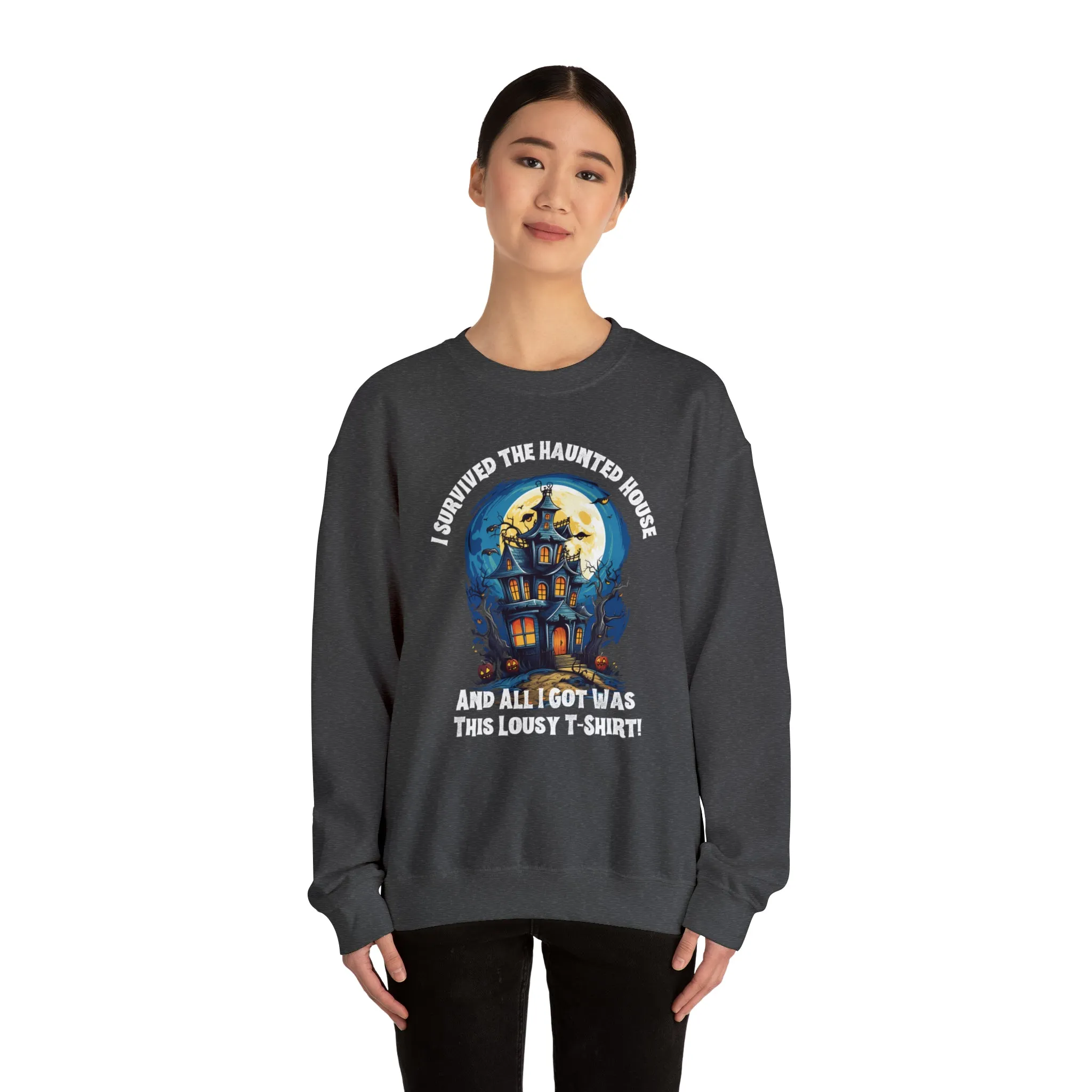 Scary Haunted House Sweatshirt, Creepy Halloween Sweatshirt, Funny Lousy Shirt Sweatshirt, Party Shirt, Unisex Heavy Blend Shirt