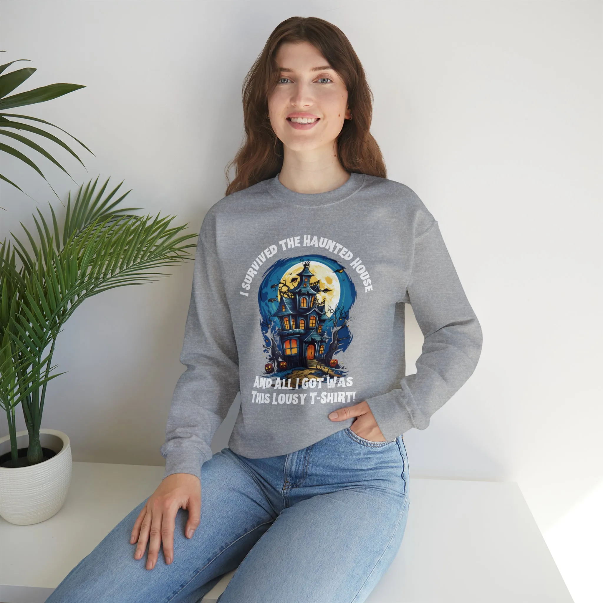 Scary Haunted House Sweatshirt, Creepy Halloween Sweatshirt, Funny Lousy Shirt Sweatshirt, Party Shirt, Unisex Heavy Blend Shirt