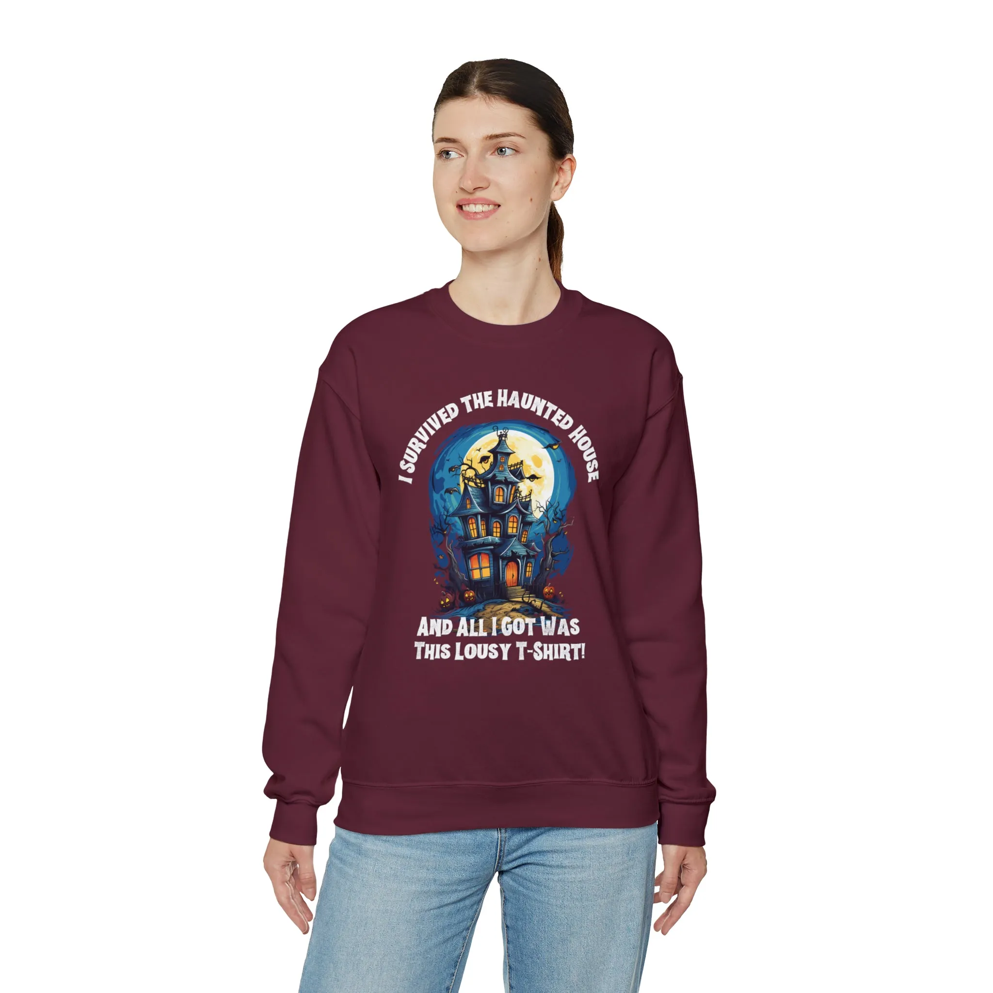 Scary Haunted House Sweatshirt, Creepy Halloween Sweatshirt, Funny Lousy Shirt Sweatshirt, Party Shirt, Unisex Heavy Blend Shirt