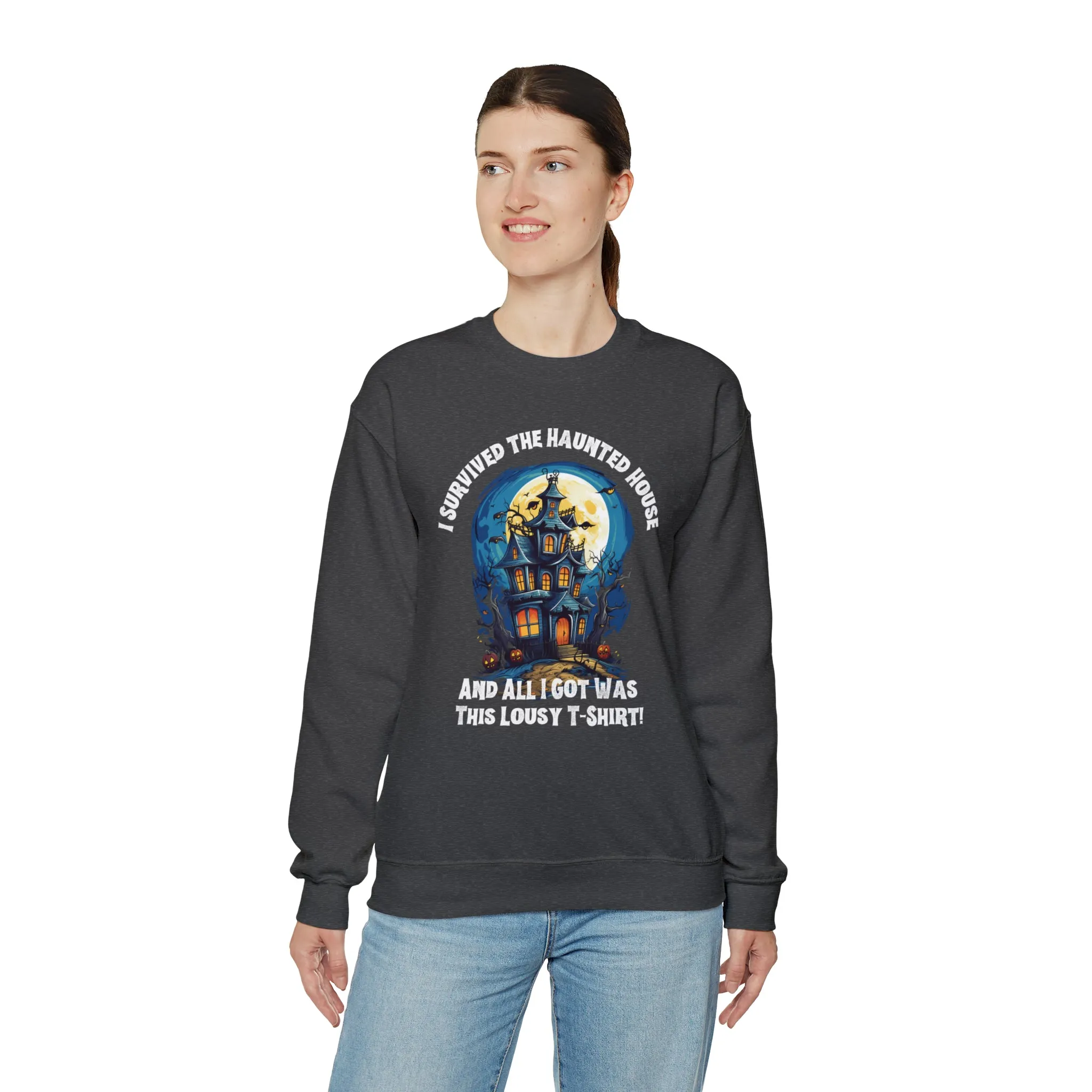 Scary Haunted House Sweatshirt, Creepy Halloween Sweatshirt, Funny Lousy Shirt Sweatshirt, Party Shirt, Unisex Heavy Blend Shirt