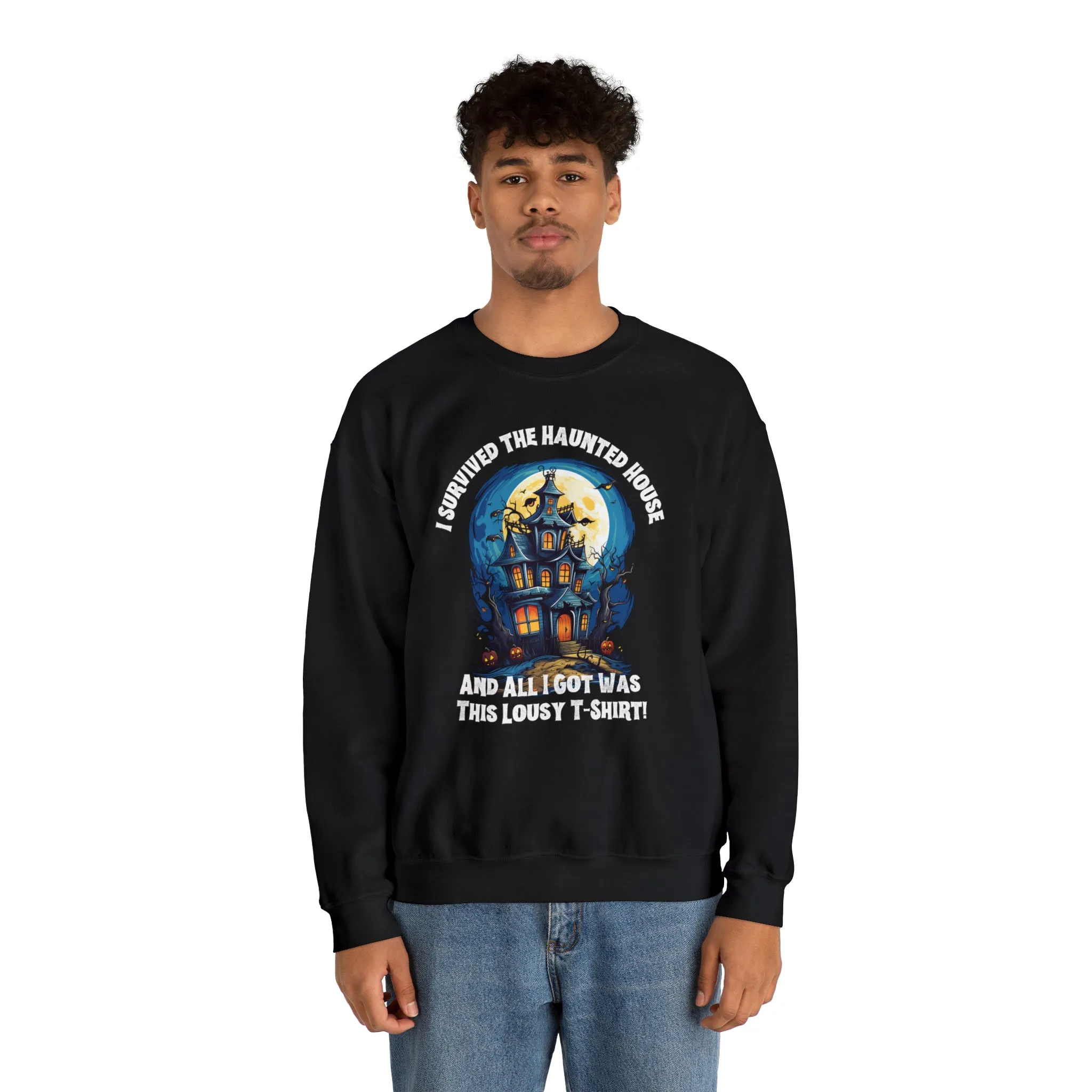 Scary Haunted House Sweatshirt, Creepy Halloween Sweatshirt, Funny Lousy Shirt Sweatshirt, Party Shirt, Unisex Heavy Blend Shirt