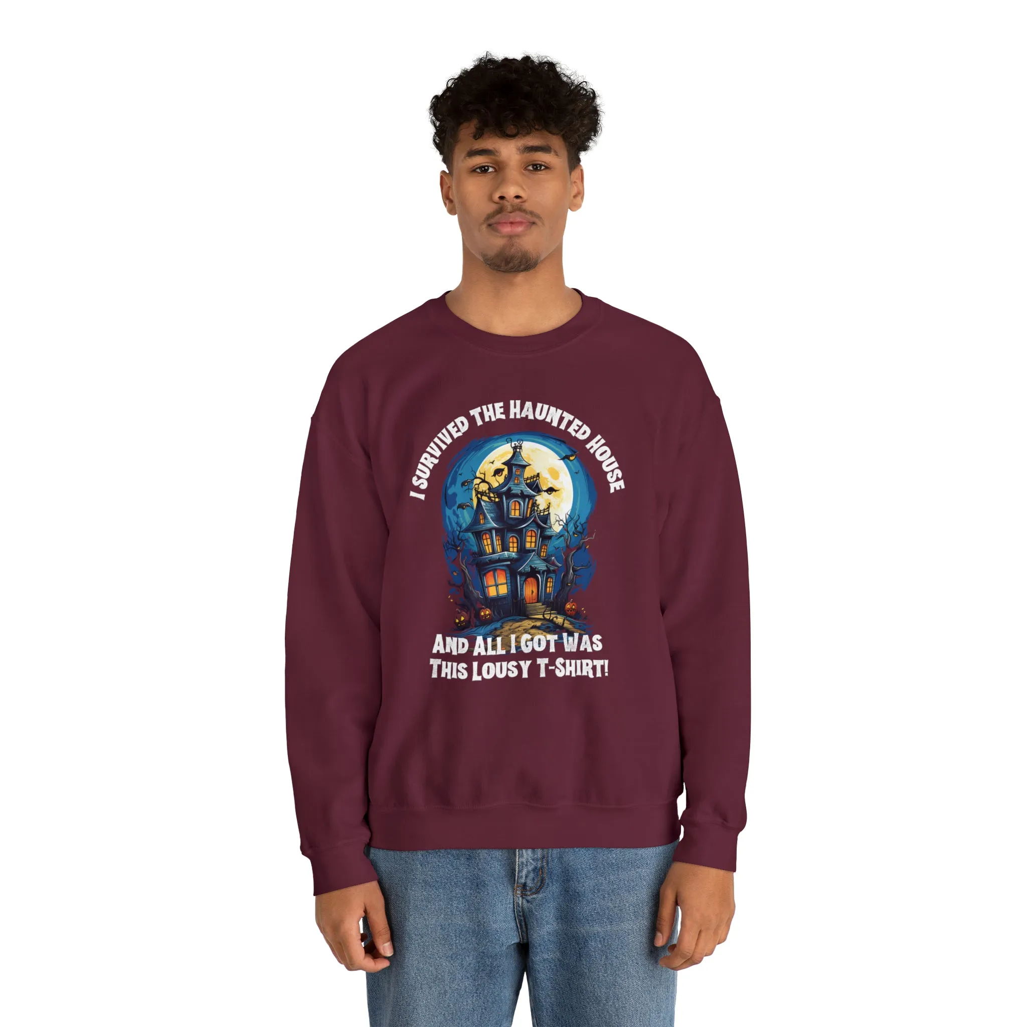 Scary Haunted House Sweatshirt, Creepy Halloween Sweatshirt, Funny Lousy Shirt Sweatshirt, Party Shirt, Unisex Heavy Blend Shirt