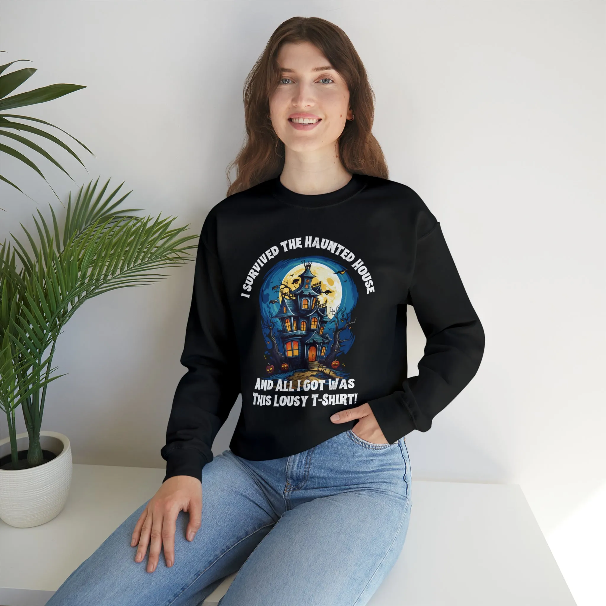 Scary Haunted House Sweatshirt, Creepy Halloween Sweatshirt, Funny Lousy Shirt Sweatshirt, Party Shirt, Unisex Heavy Blend Shirt