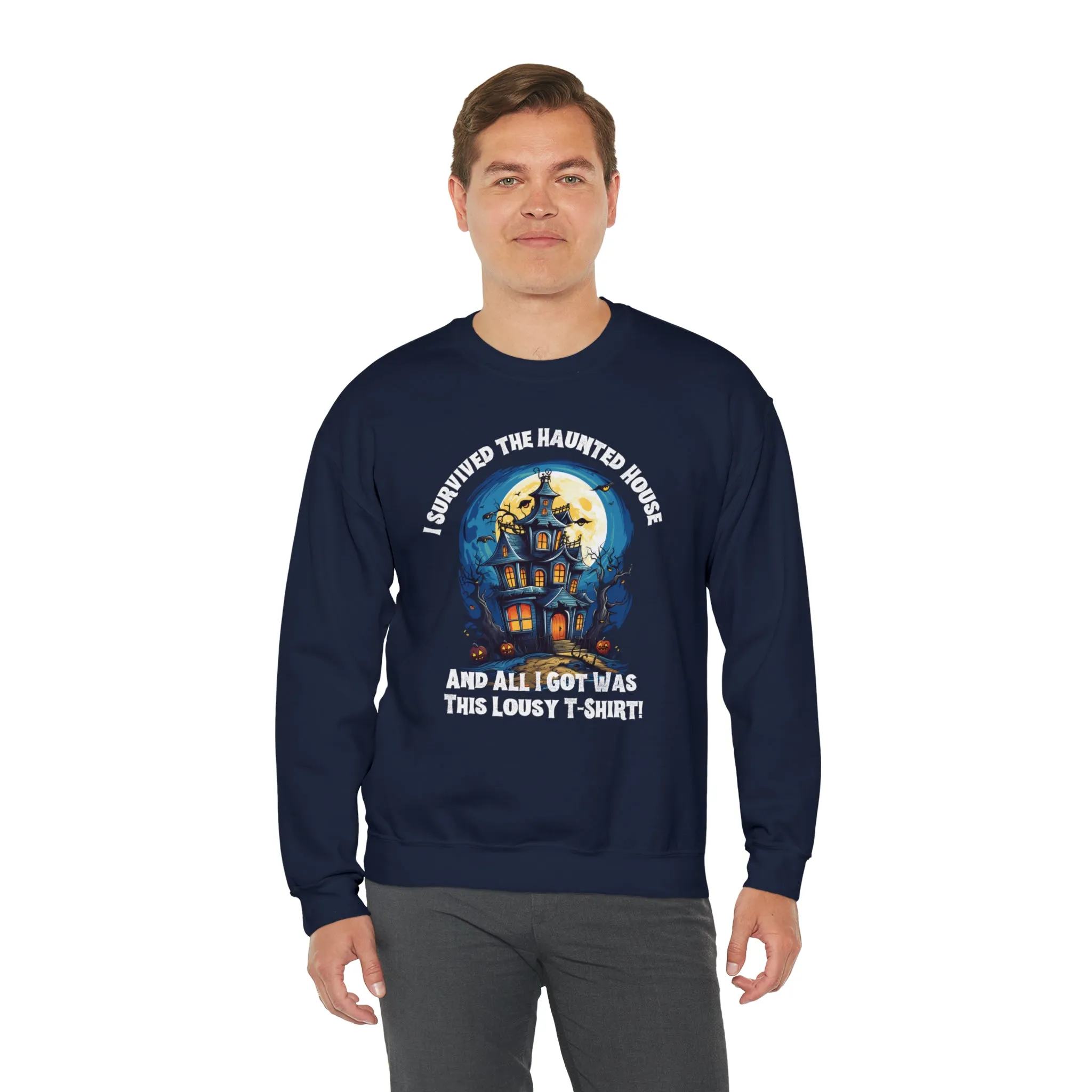 Scary Haunted House Sweatshirt, Creepy Halloween Sweatshirt, Funny Lousy Shirt Sweatshirt, Party Shirt, Unisex Heavy Blend Shirt