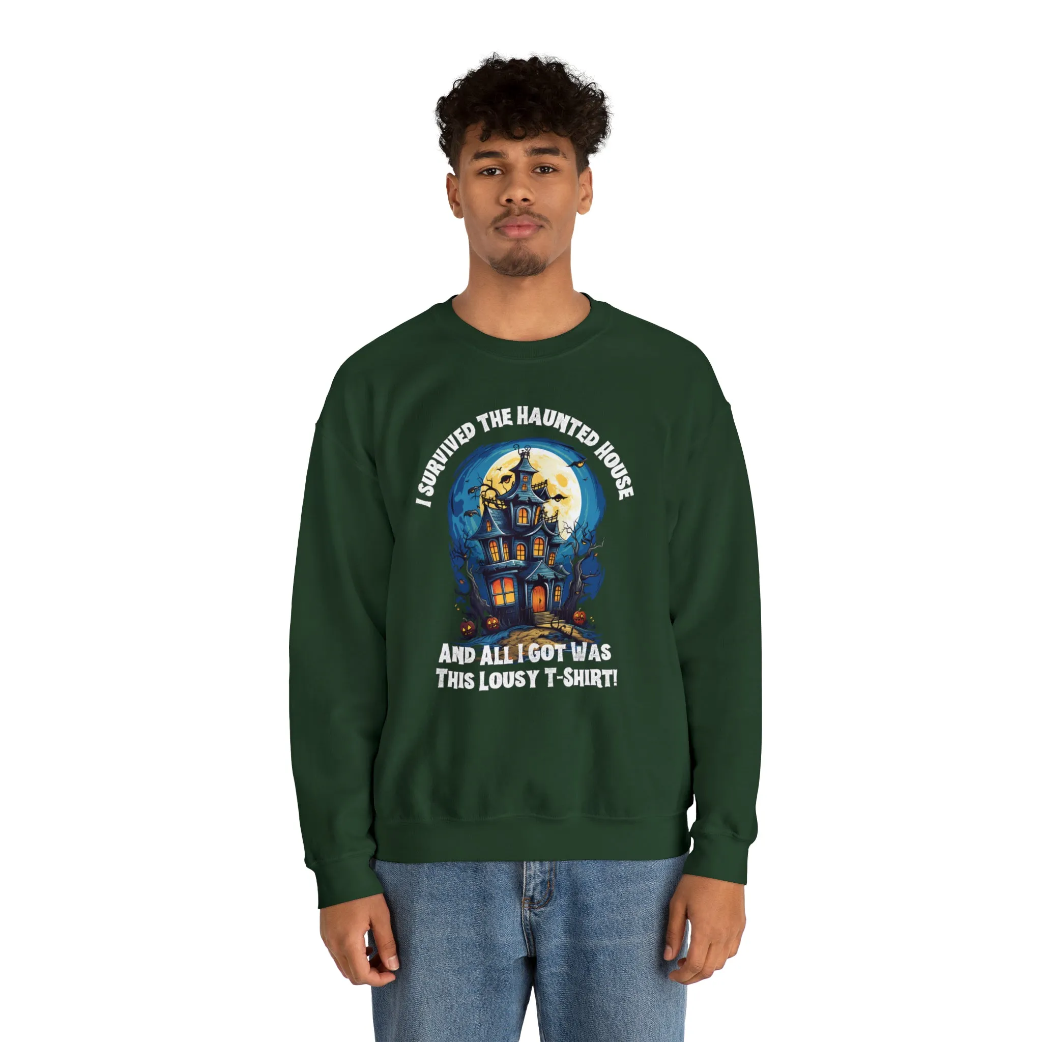 Scary Haunted House Sweatshirt, Creepy Halloween Sweatshirt, Funny Lousy Shirt Sweatshirt, Party Shirt, Unisex Heavy Blend Shirt