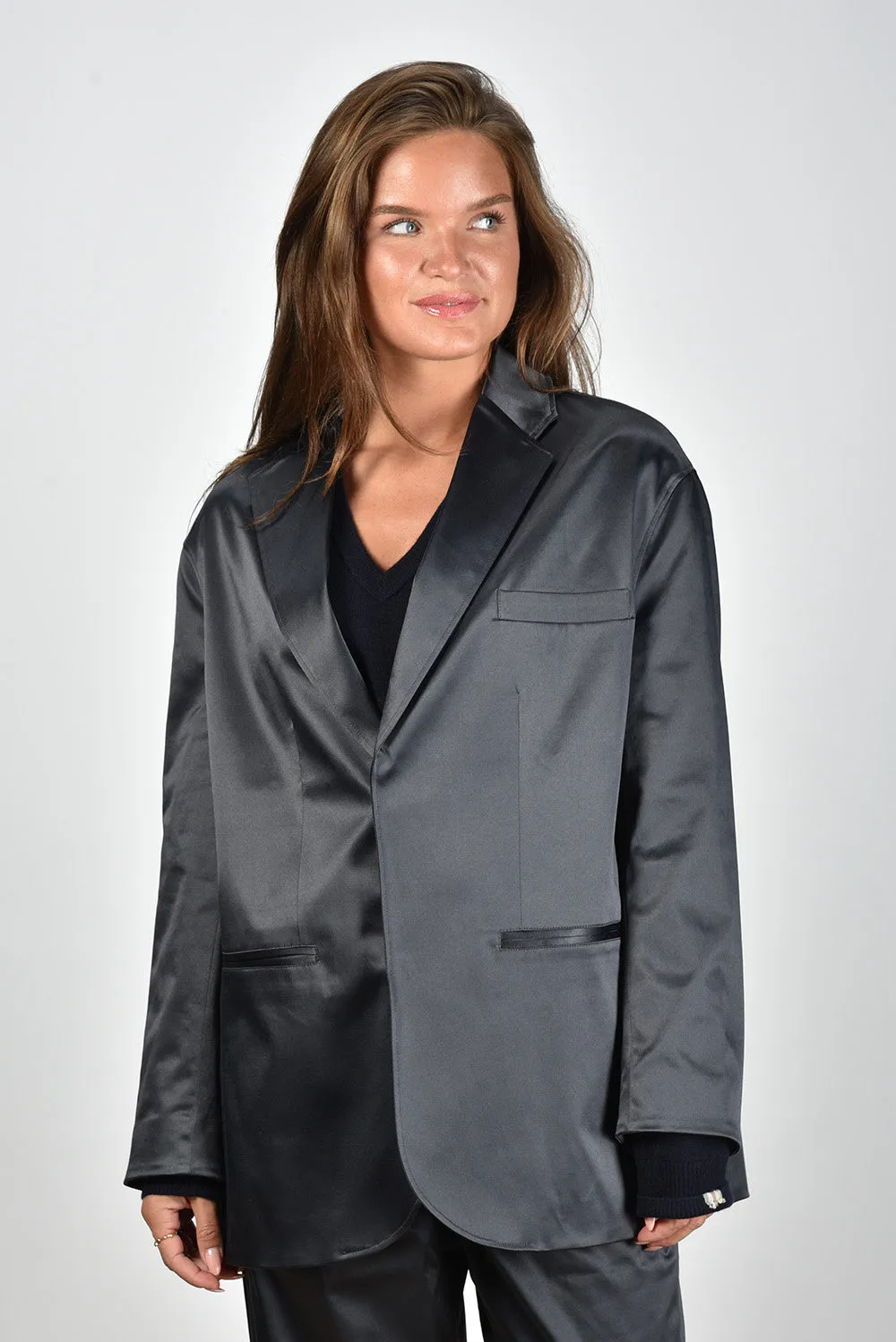 Sea Me Happy blazer Bailey Shiny Cotton midnight blue