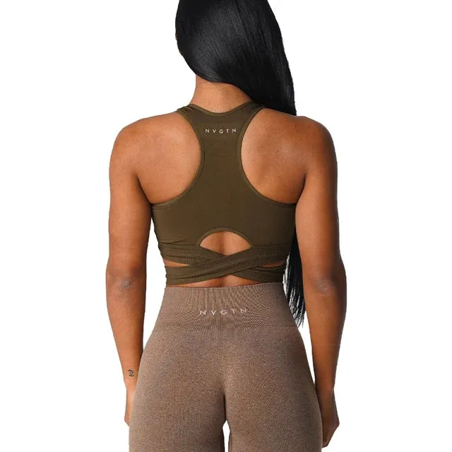 Seamless Bra Top Spandex Women's Fitness Elastic Breathable Sports Underwear – Breast Enhancement Leisure Wear