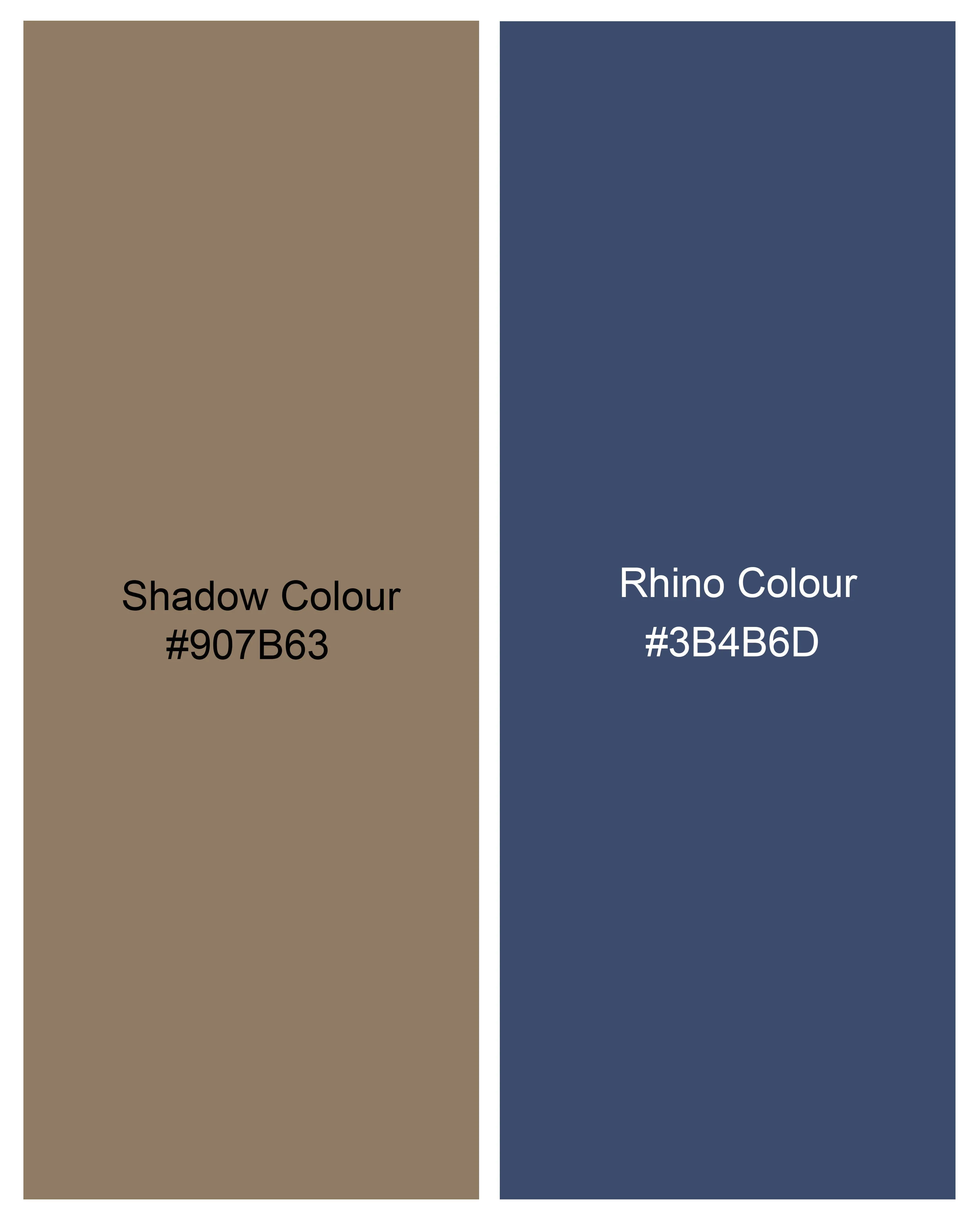 Shadow Brown with Rhino Blue Plaid Double Breasted Trench Coat