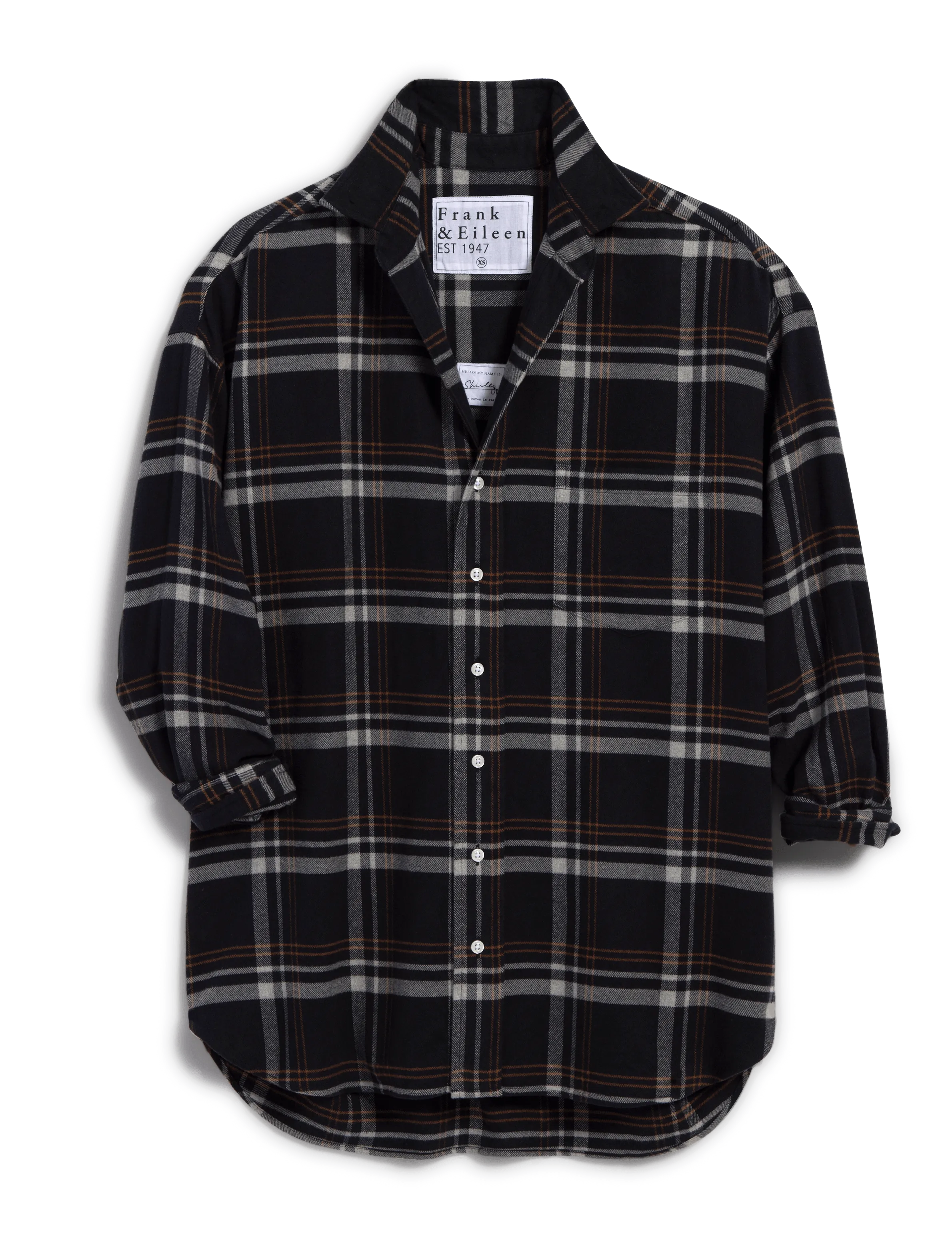 SHIRLEY Black and Gray with Camel Plaid, Italian Flannel