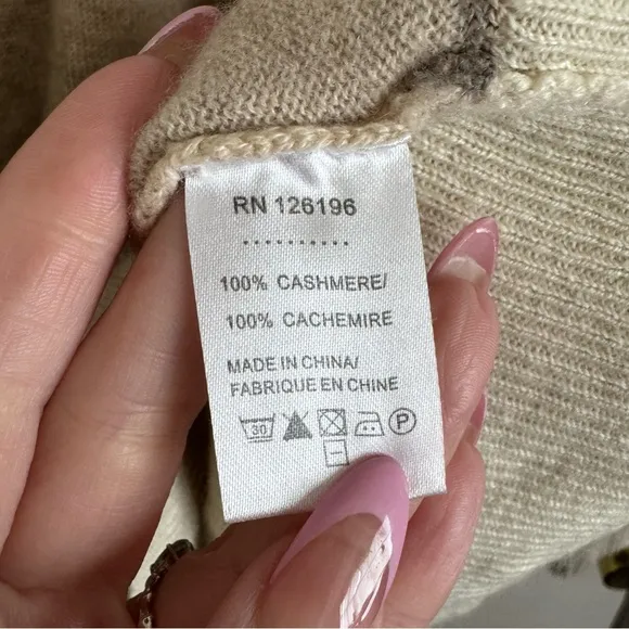 Shorn Cashmere Mixed Beige Textured Pullover Lightweight Sweater