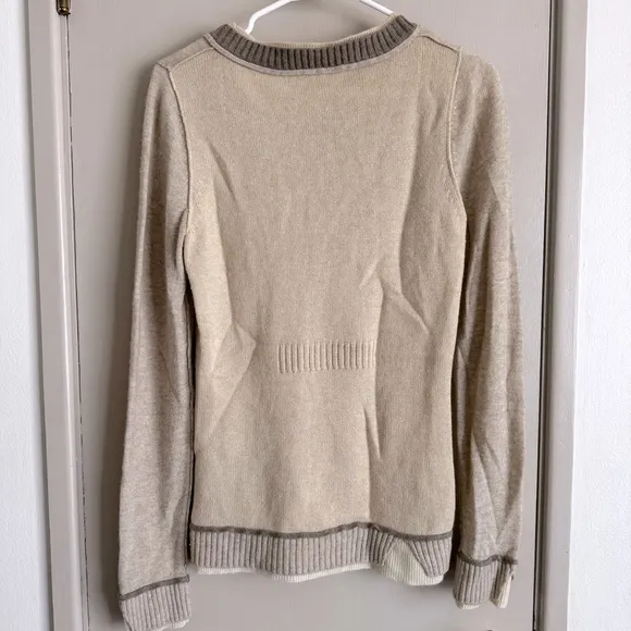 Shorn Cashmere Mixed Beige Textured Pullover Lightweight Sweater