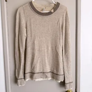 Shorn Cashmere Mixed Beige Textured Pullover Lightweight Sweater