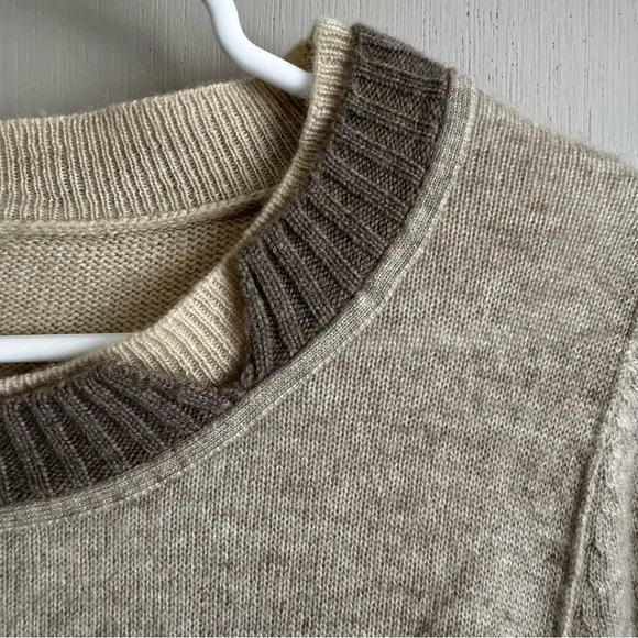 Shorn Cashmere Mixed Beige Textured Pullover Lightweight Sweater
