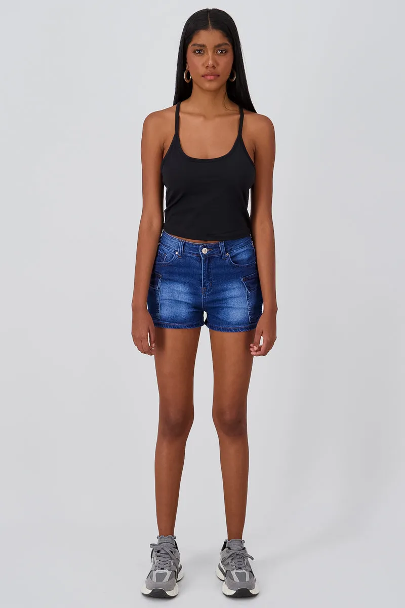 Shorts denim con bolsas cargo